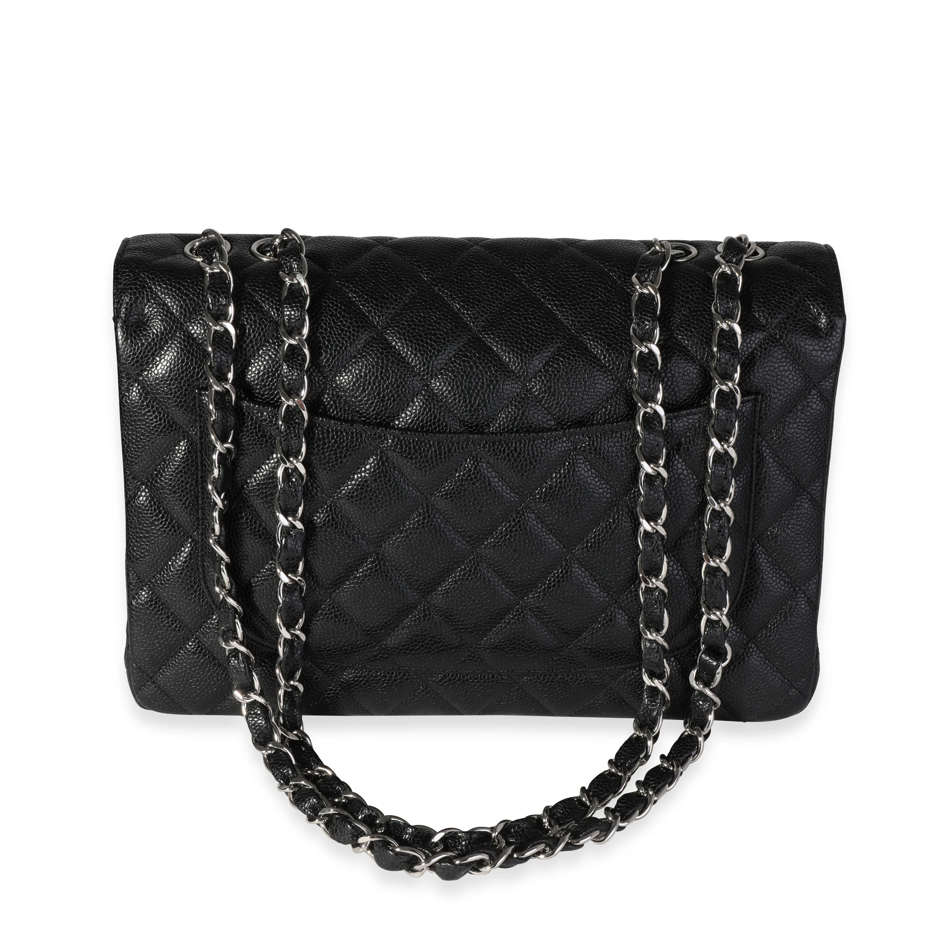 Black Caviar Quilted Jumbo Classic Single Flap Bag - Image 3