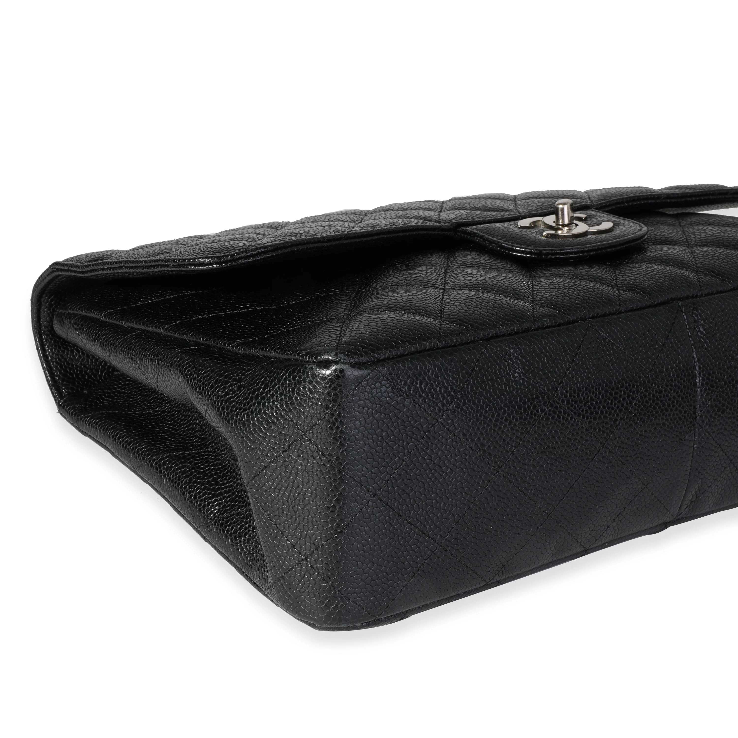 Black Caviar Quilted Jumbo Classic Single Flap Bag - Image 7