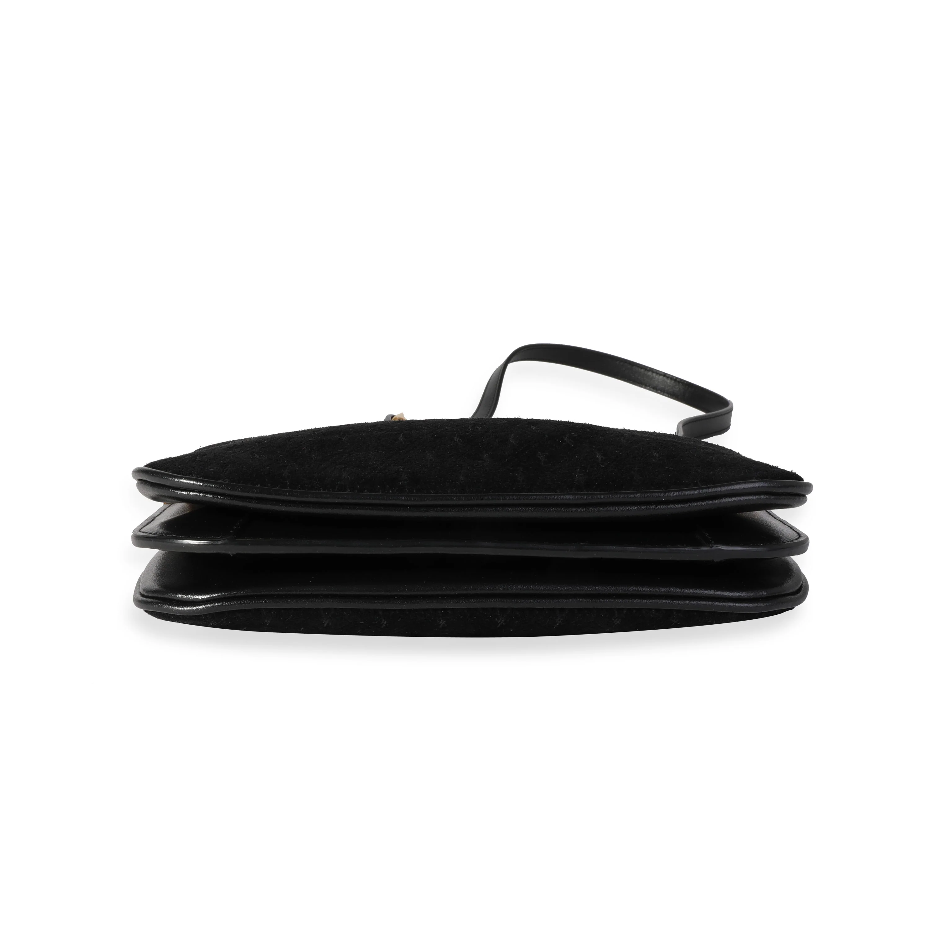 Saint Laurent Black Suede All Over Monogram Crossbody Bag - Image 5