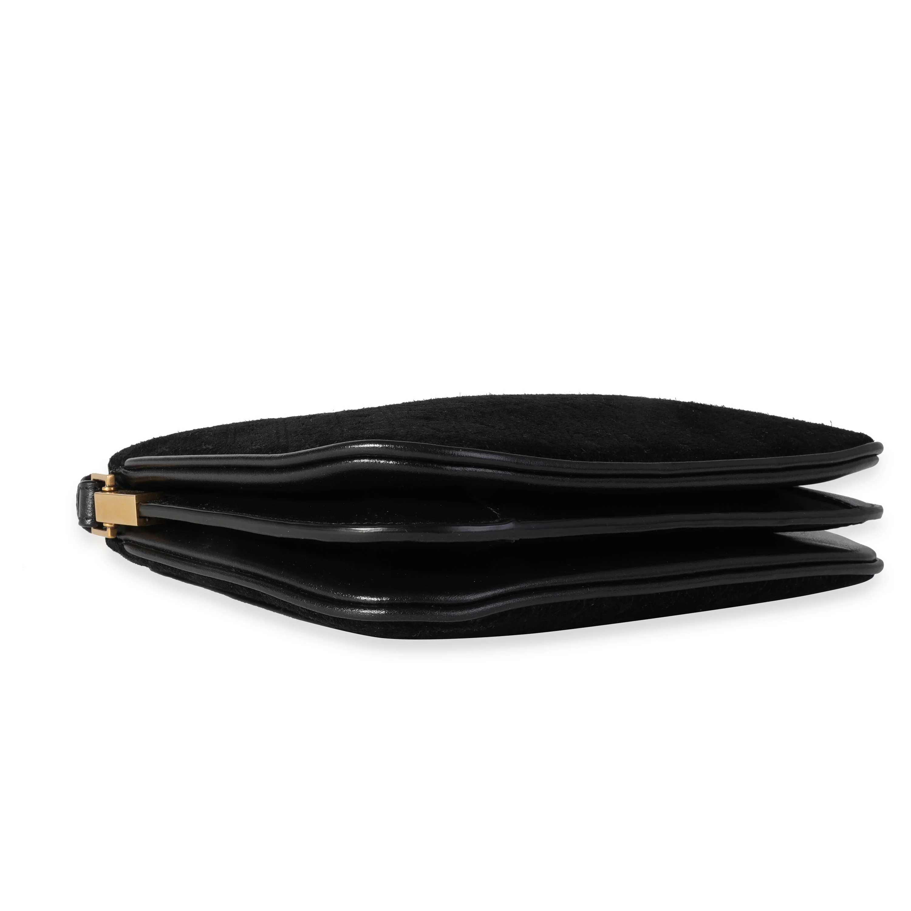 Saint Laurent Black Suede All Over Monogram Crossbody Bag - Image 6