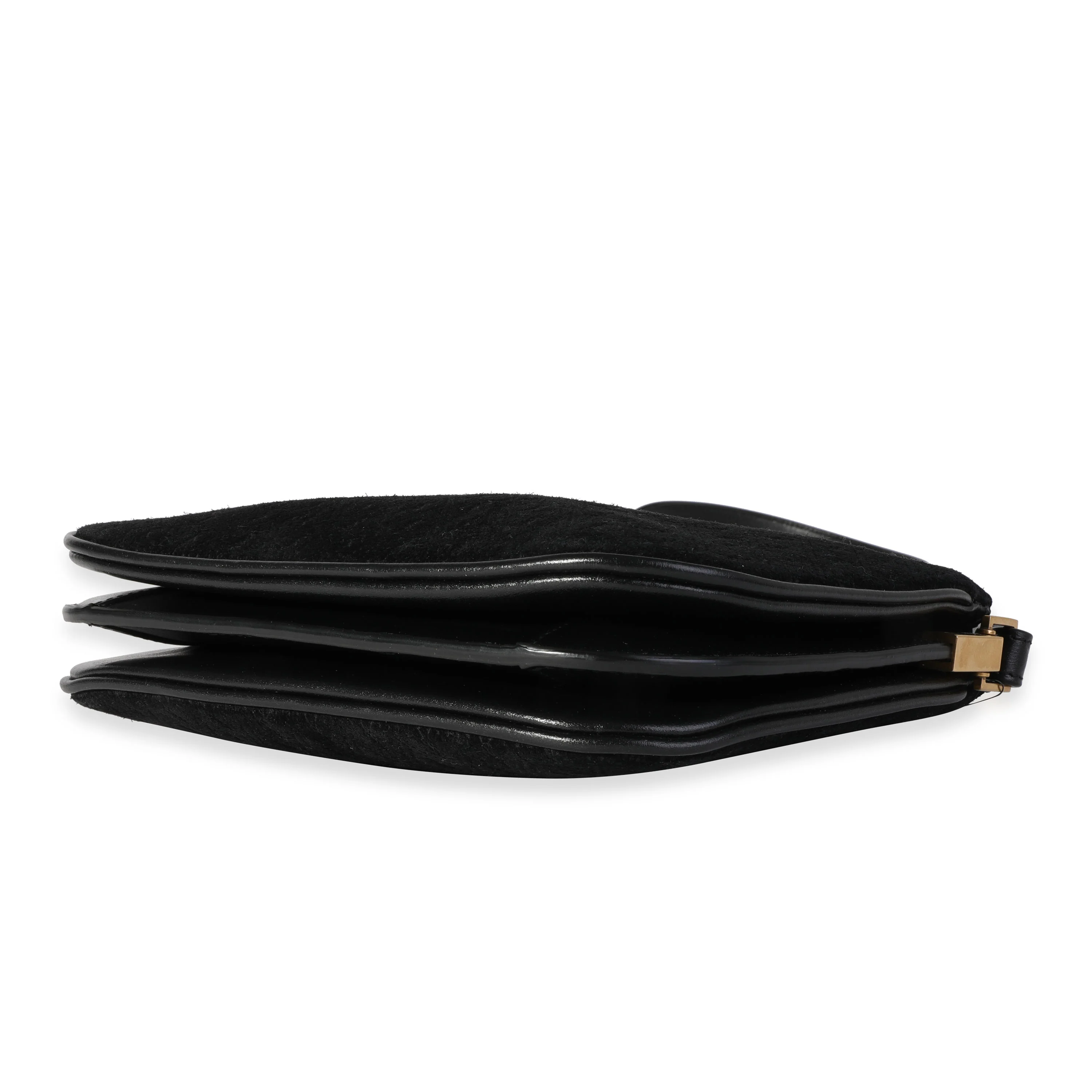Saint Laurent Black Suede All Over Monogram Crossbody Bag - Image 7