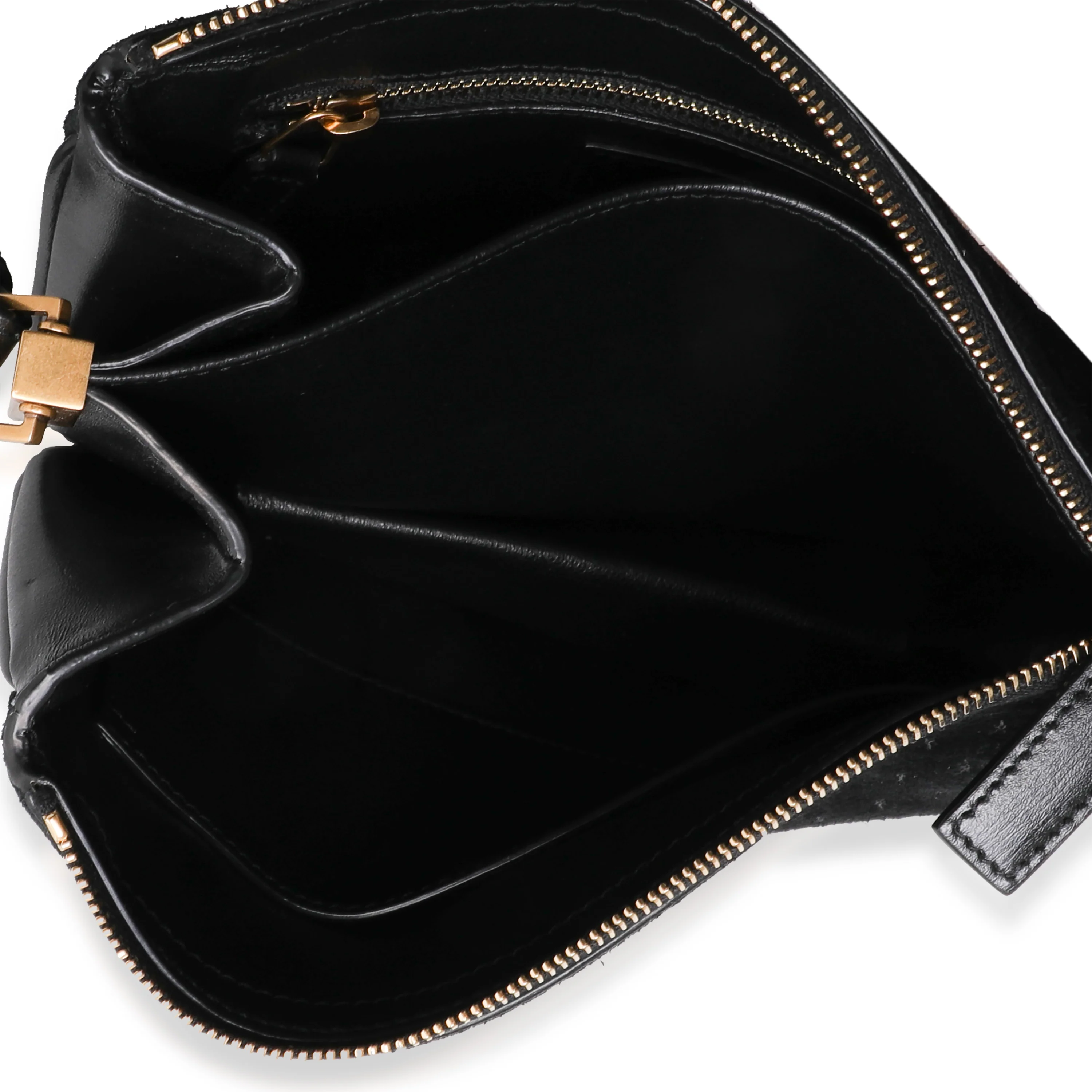Saint Laurent Black Suede All Over Monogram Crossbody Bag - Image 9