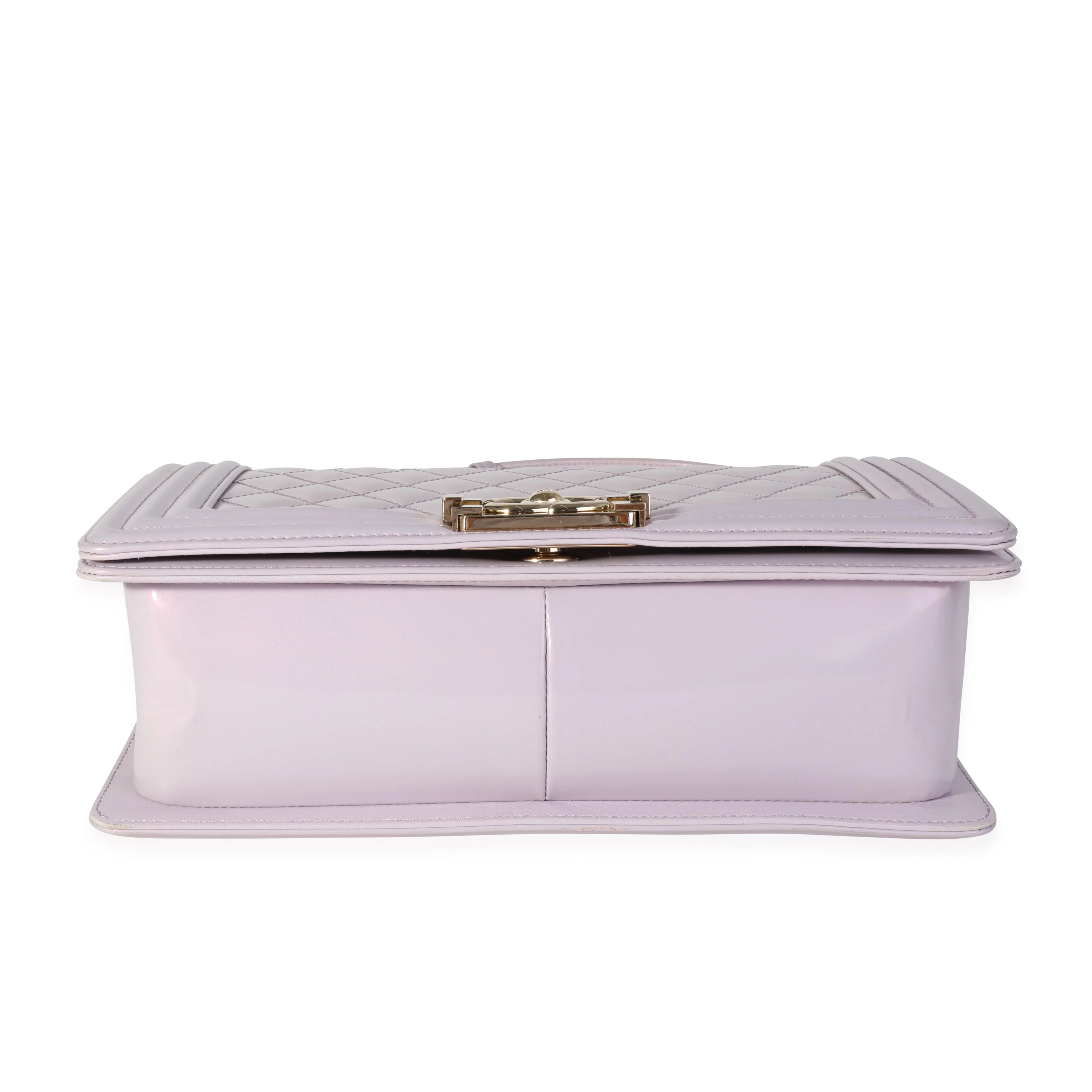 Chanel Purple Quilted Patent Leather Old Medium Boy Bag - Image 5