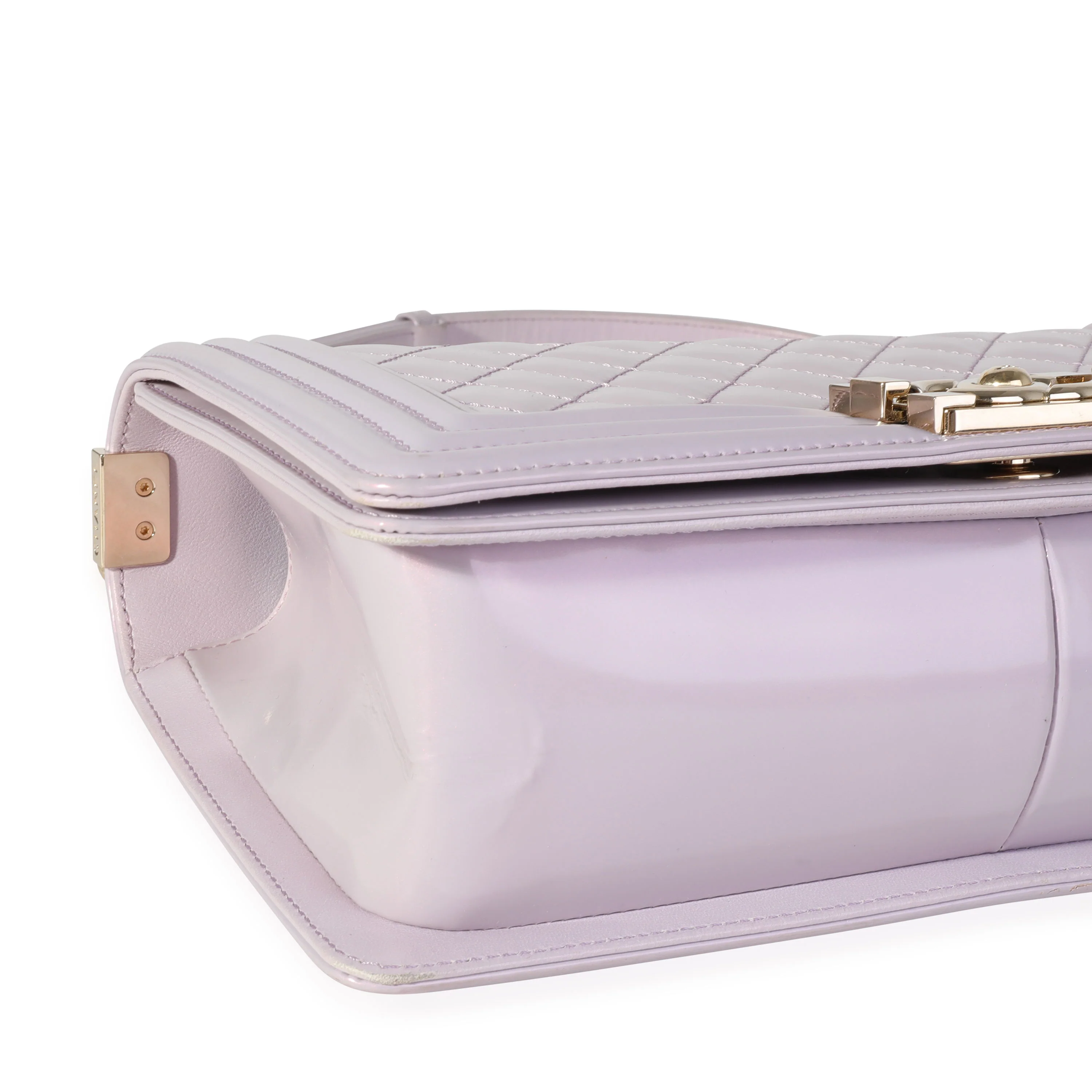 Chanel Purple Quilted Patent Leather Old Medium Boy Bag - Image 7