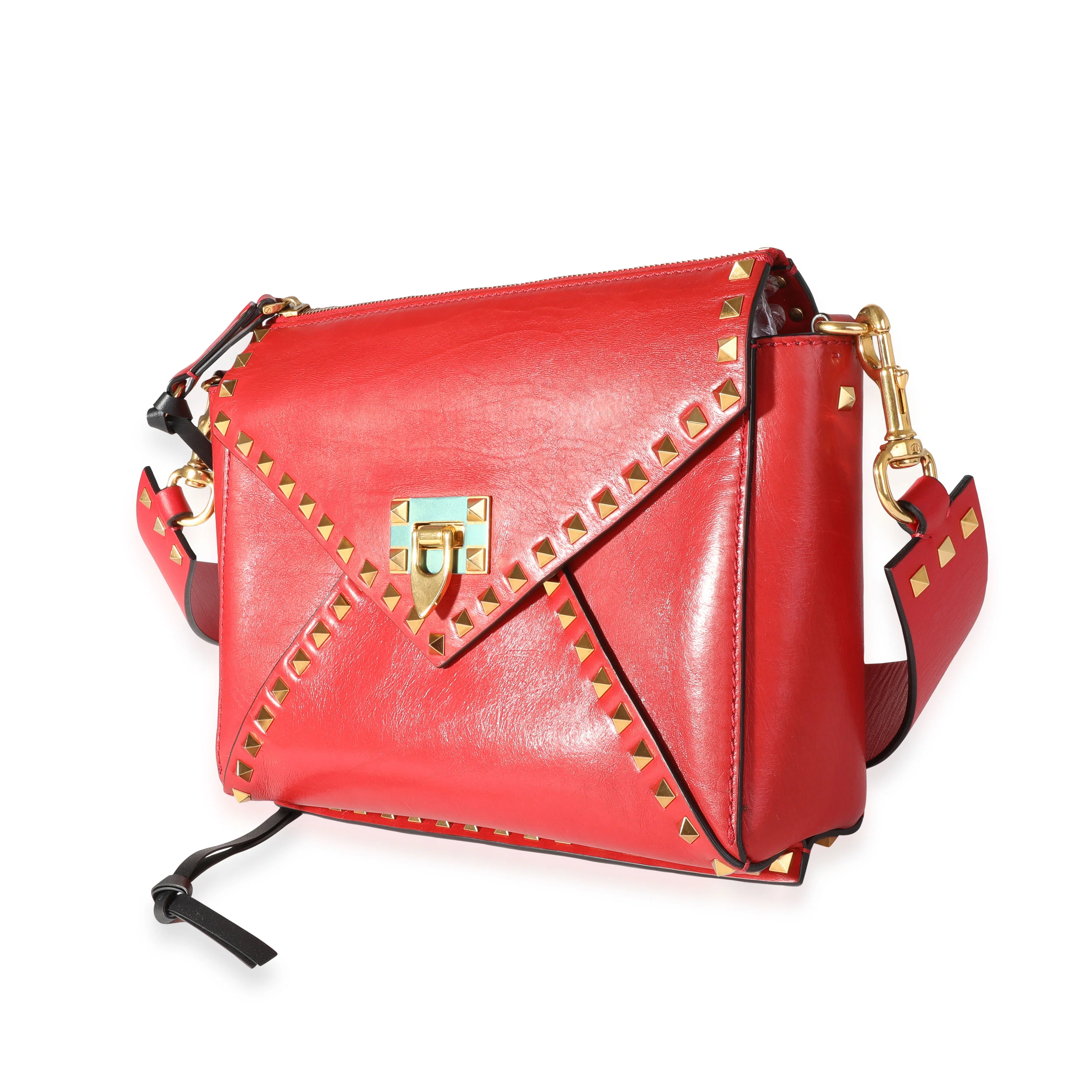 Red Leather Medium Rockstud Hype Shoulder Bag - Image 2