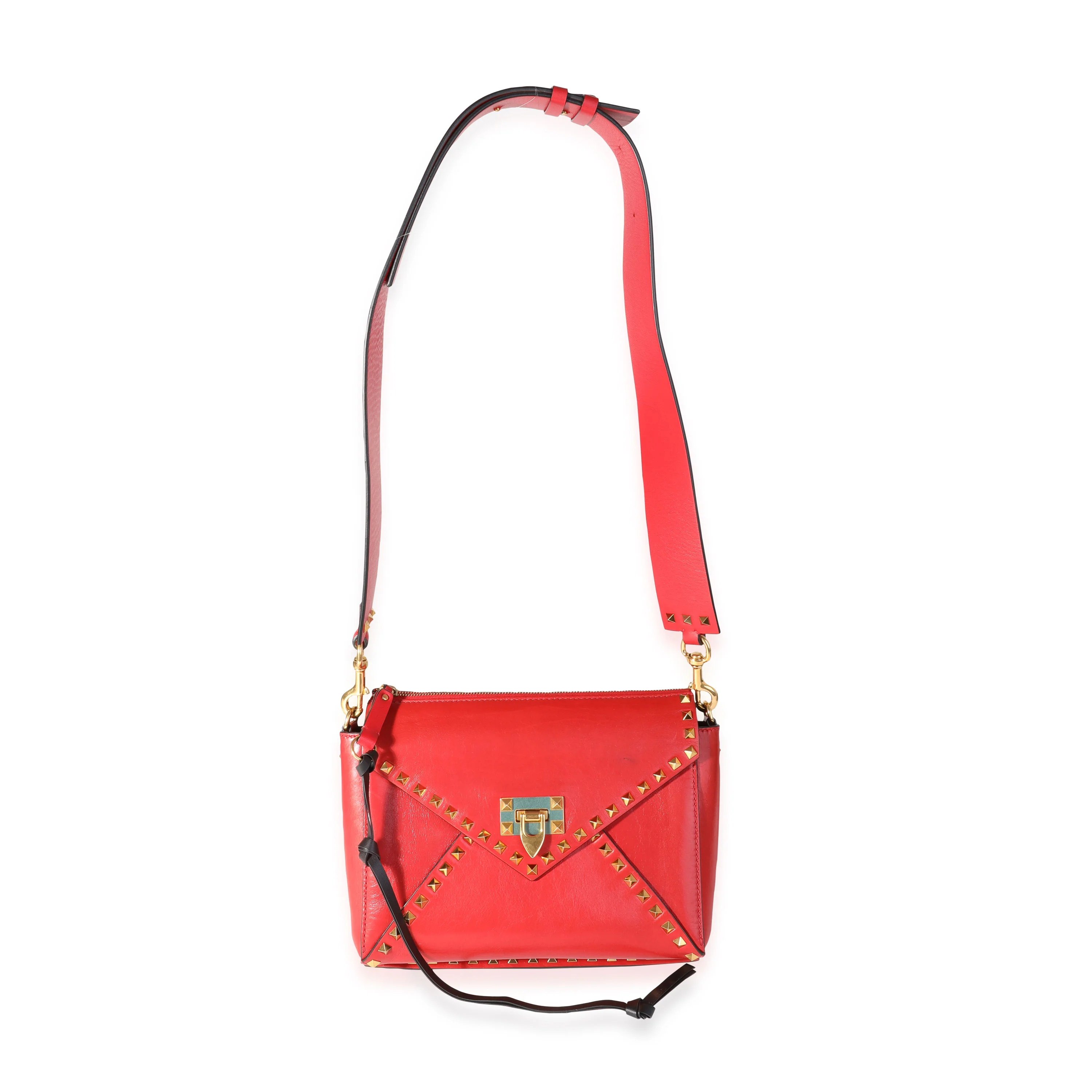 Red Leather Medium Rockstud Hype Shoulder Bag - Image 4