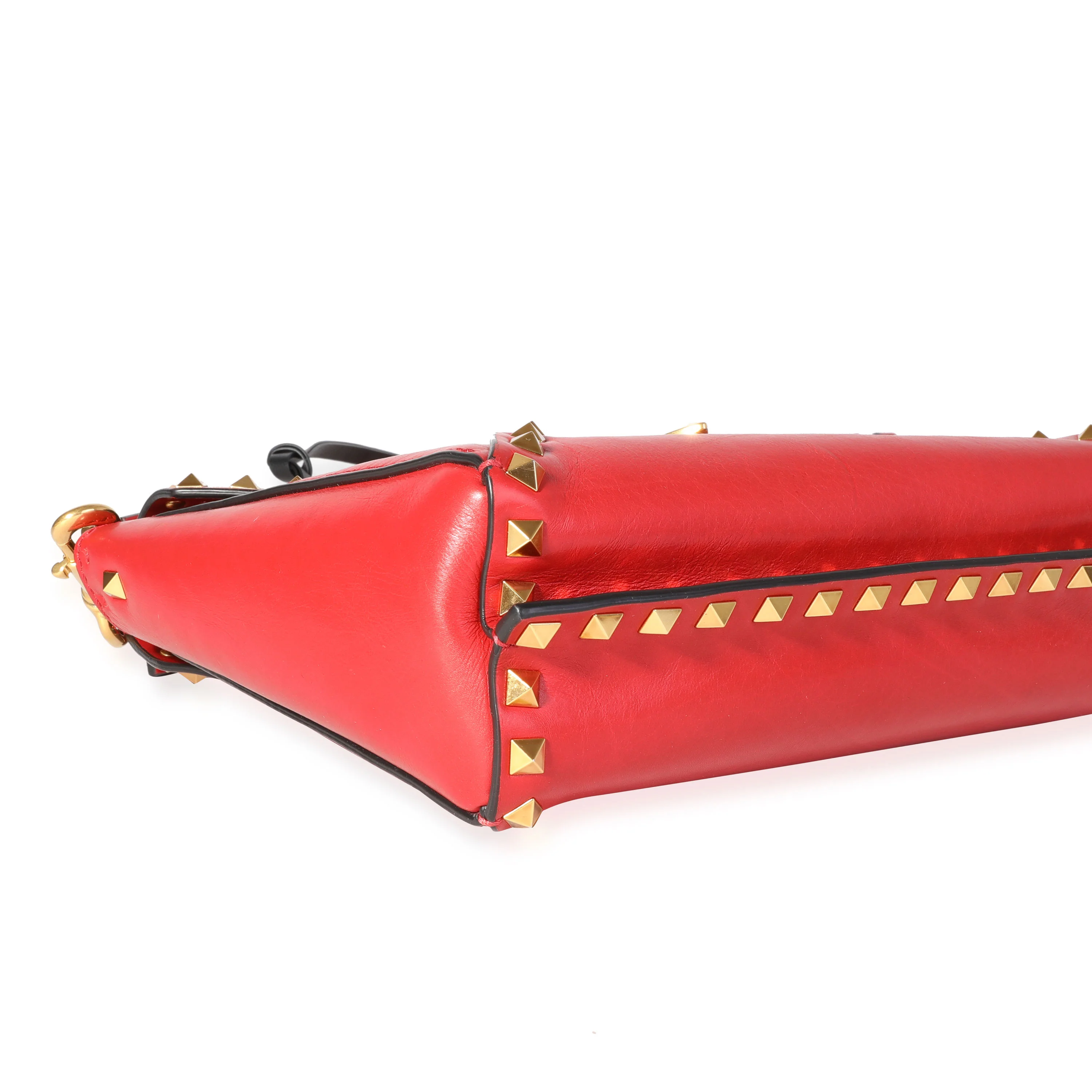 Red Leather Medium Rockstud Hype Shoulder Bag - Image 6