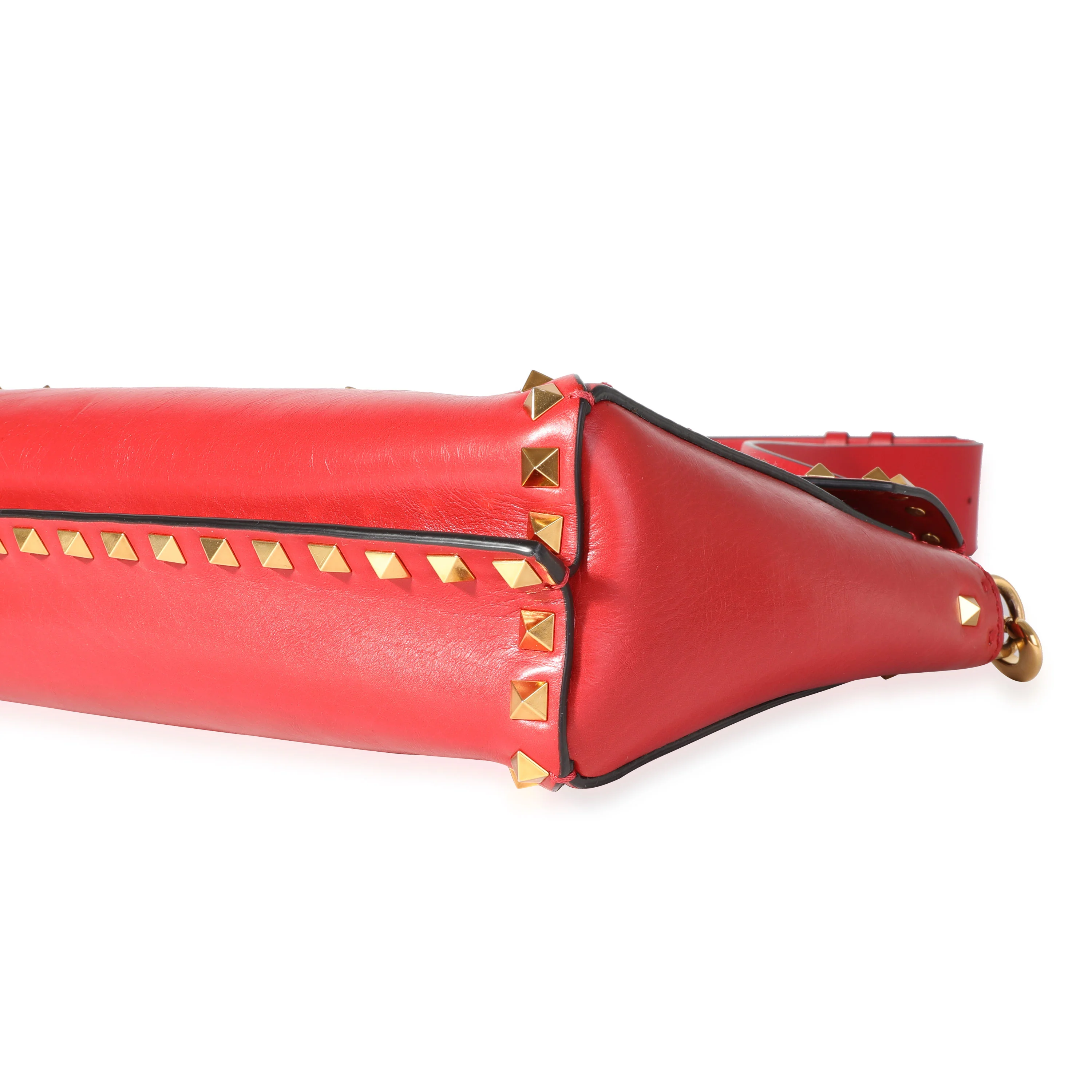 Red Leather Medium Rockstud Hype Shoulder Bag - Image 7