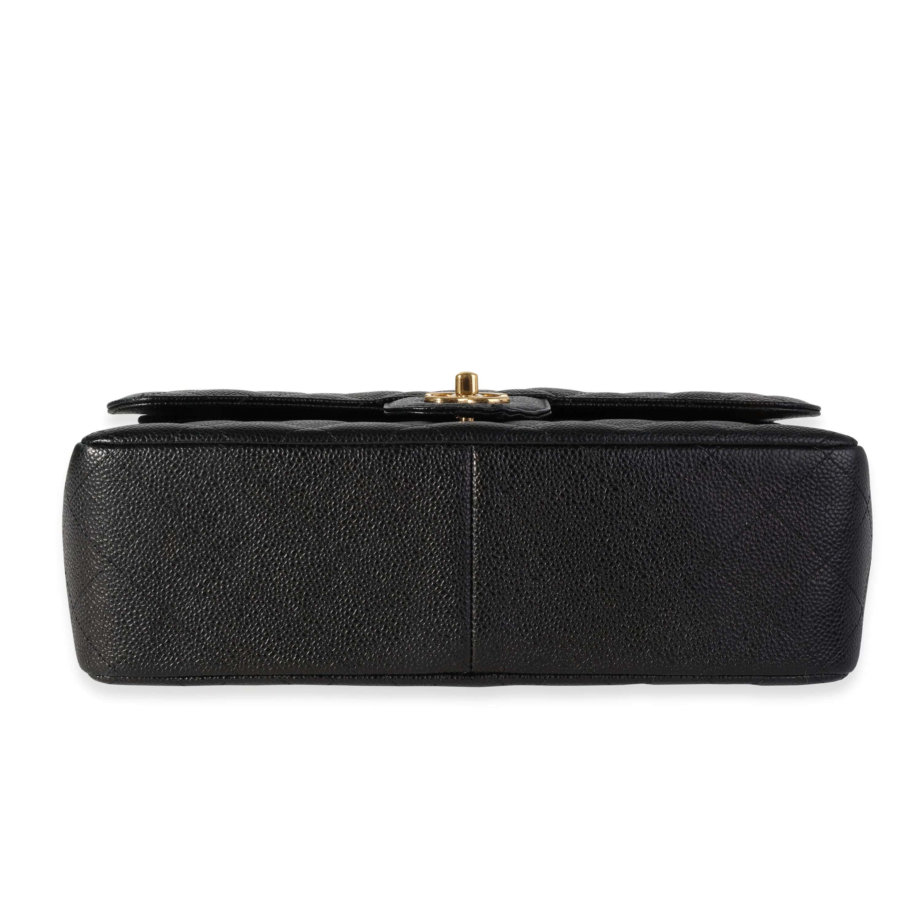 Black Quilted Caviar Jumbo Classic Double Flap Handbag - Image 5