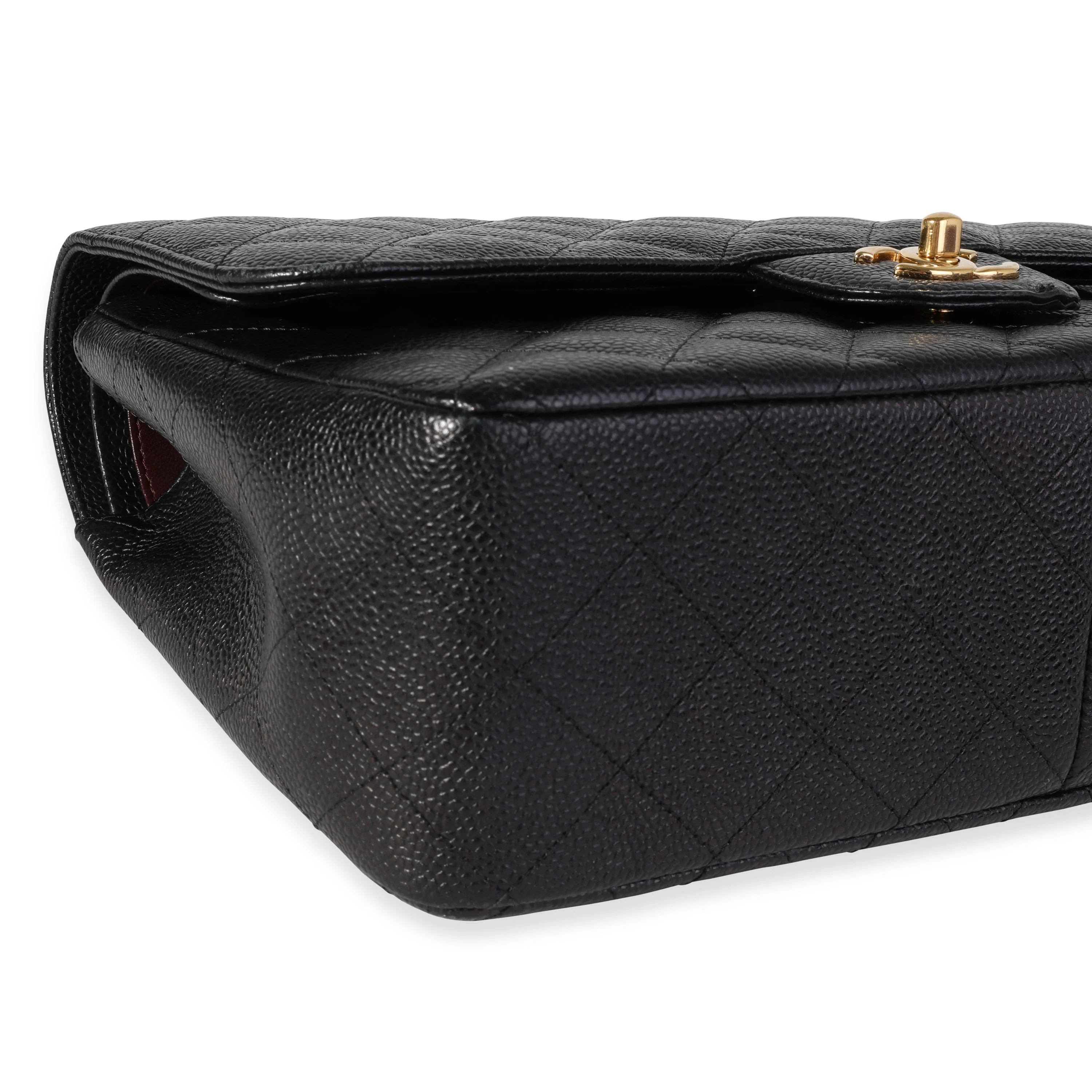 Black Quilted Caviar Jumbo Classic Double Flap Handbag - Image 6