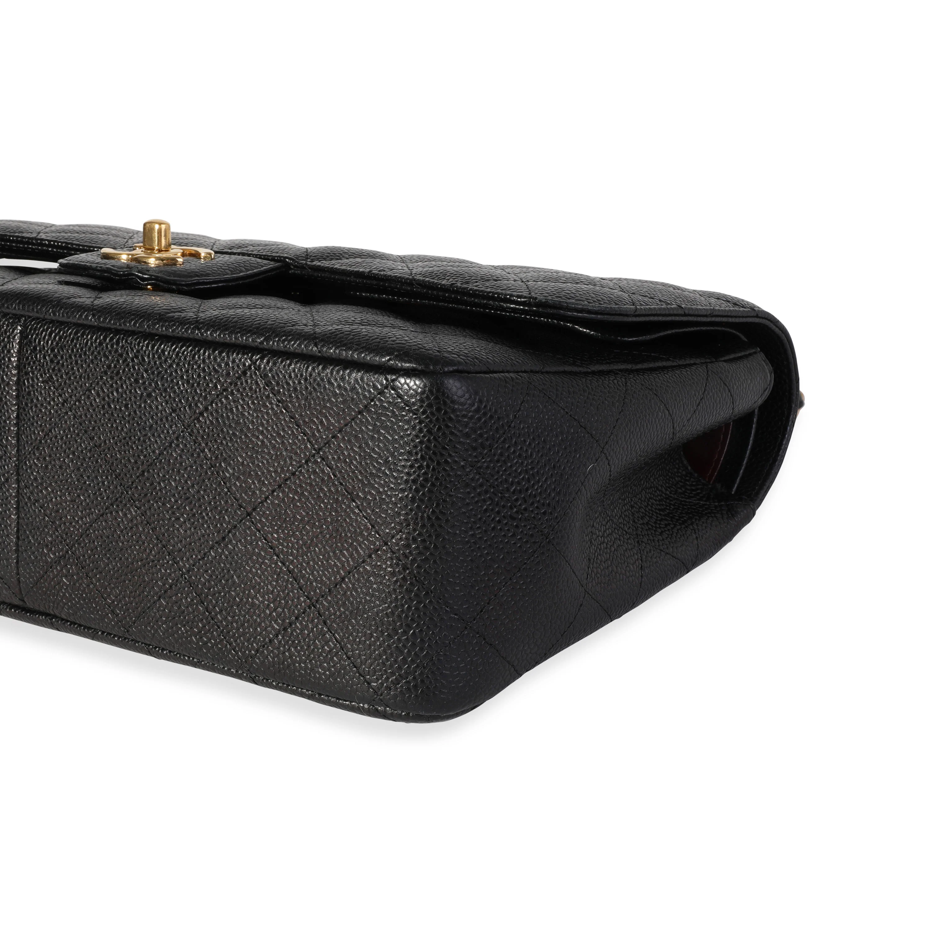 Black Quilted Caviar Jumbo Classic Double Flap Handbag - Image 7