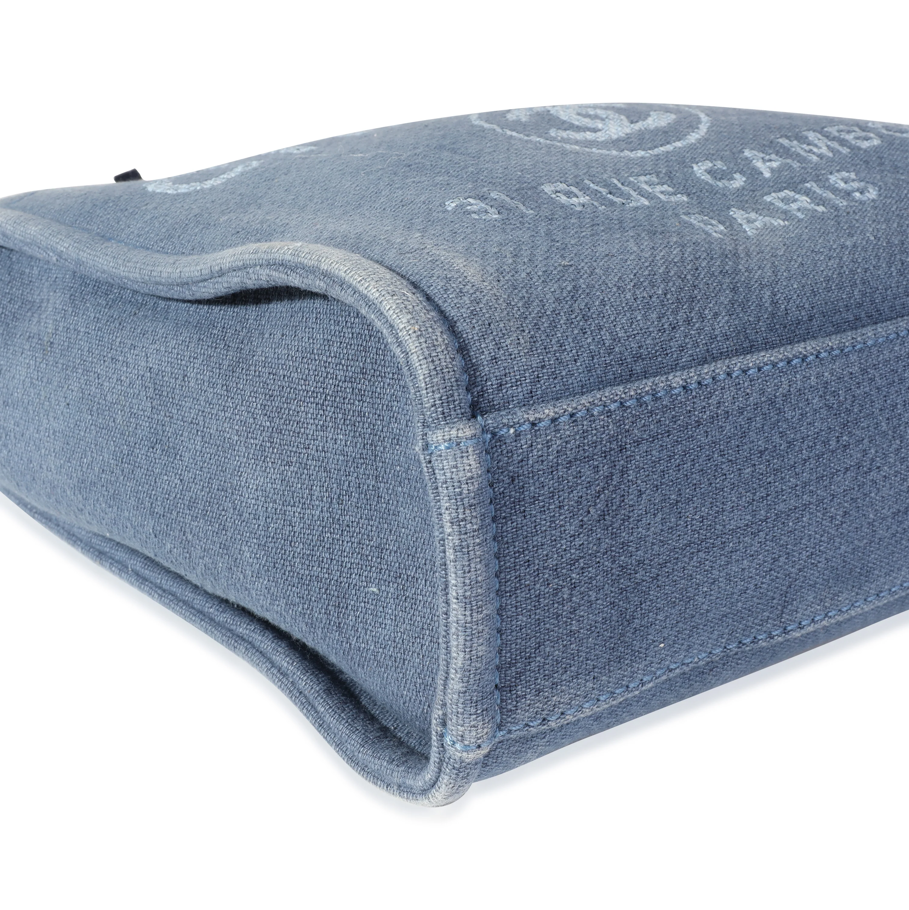 Chanel Blue Canvas & Calfskin Mini Deauville Tote - Image 6
