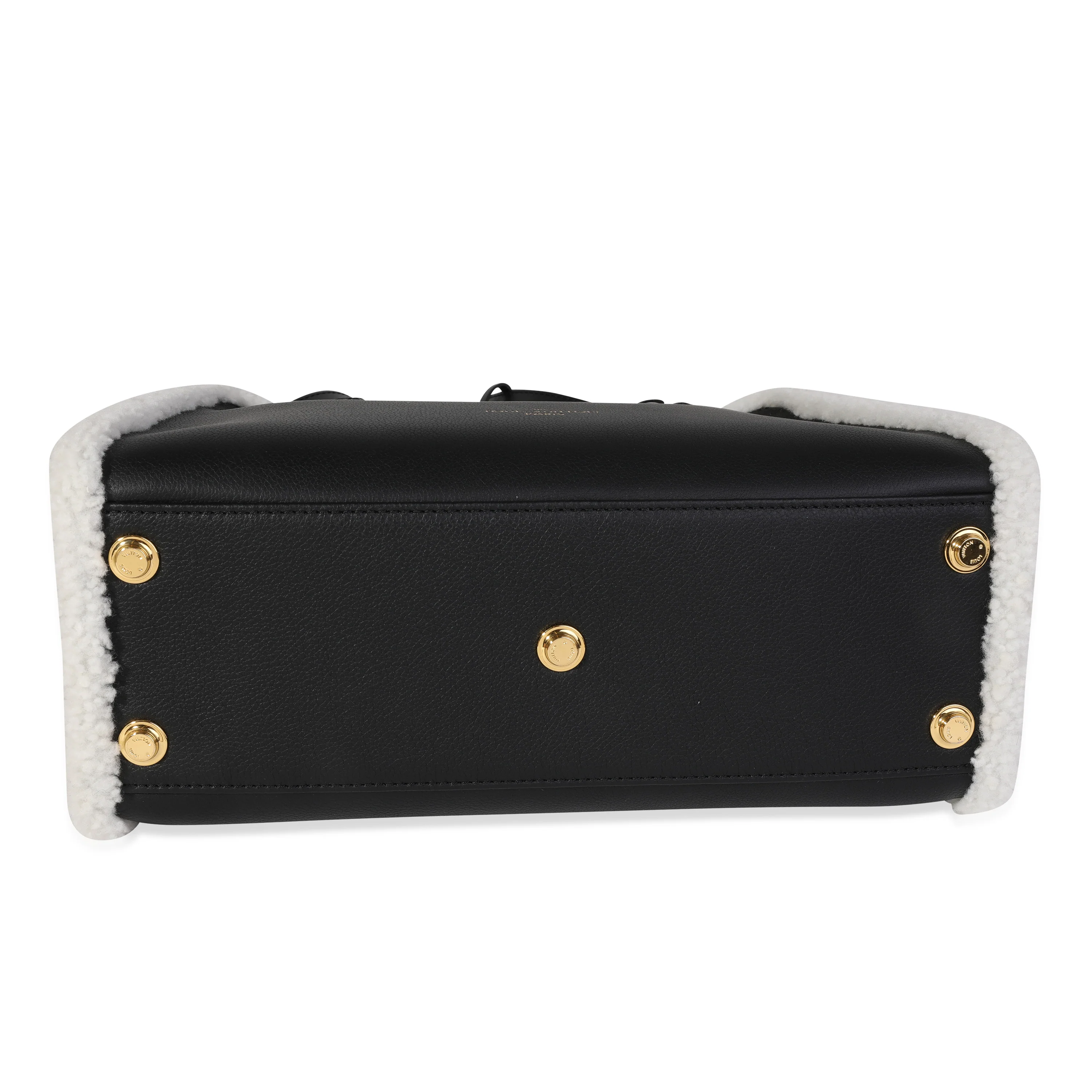 Louis Vuitton Black Grained Calfskin & White Shearling Monogram On My Side MM - Image 5