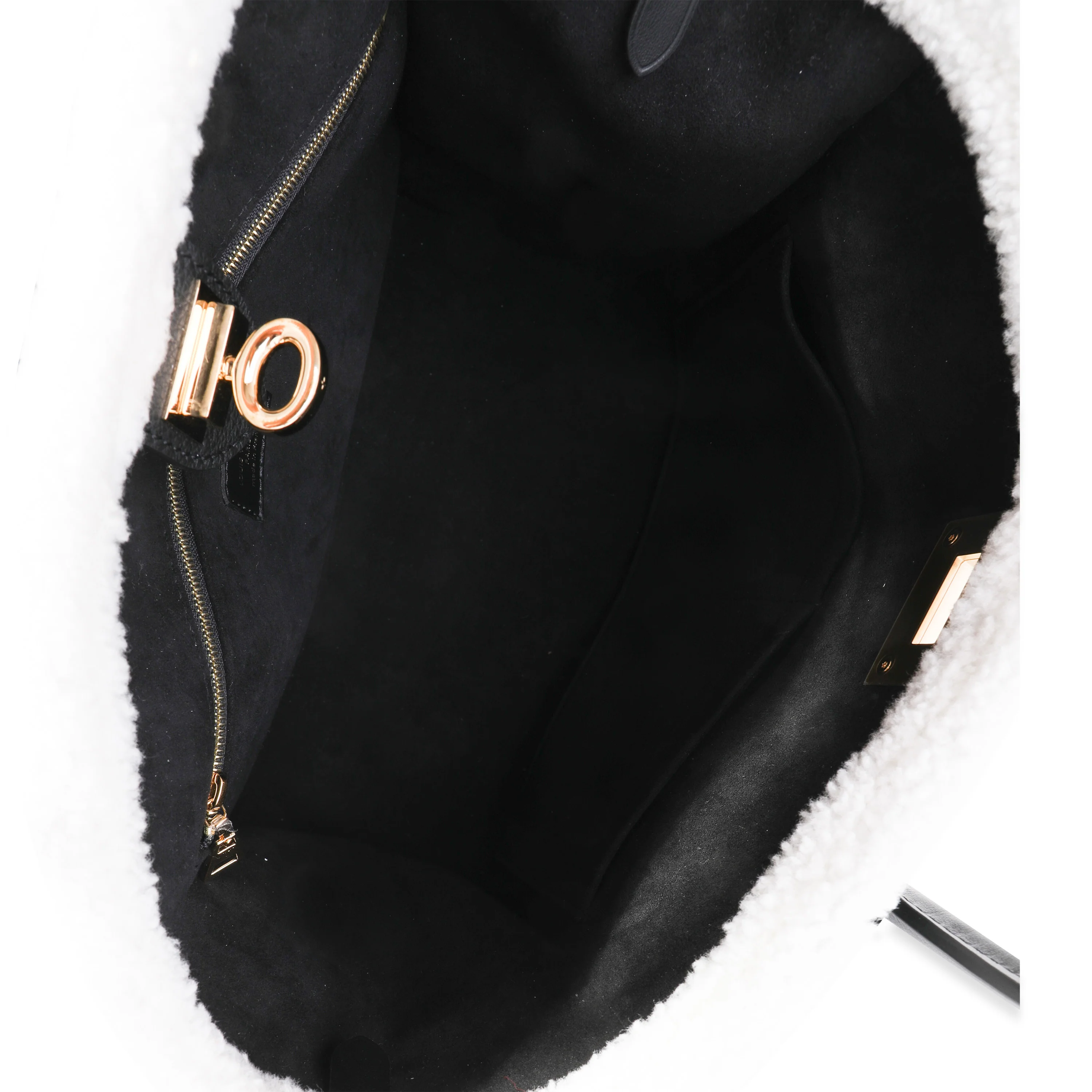 Louis Vuitton Black Grained Calfskin & White Shearling Monogram On My Side MM - Image 8