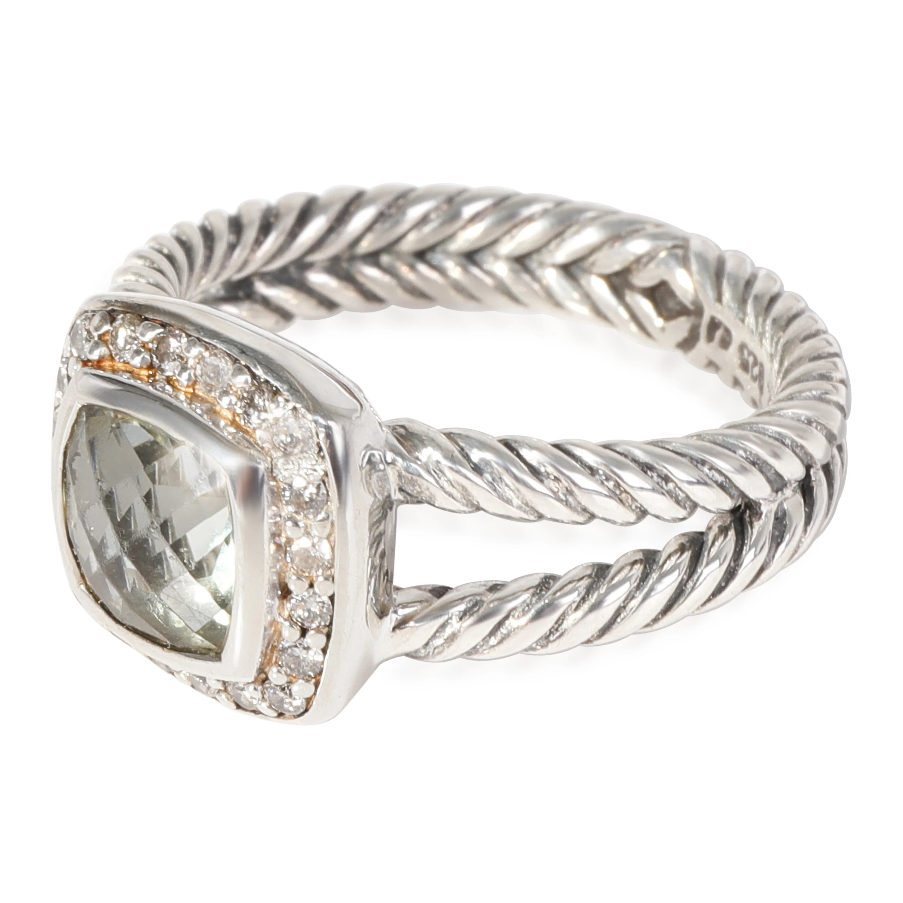 David Yurman Albion Prasiolite Diamond Ring in Sterling Silver 0.17 CTW - Image 2