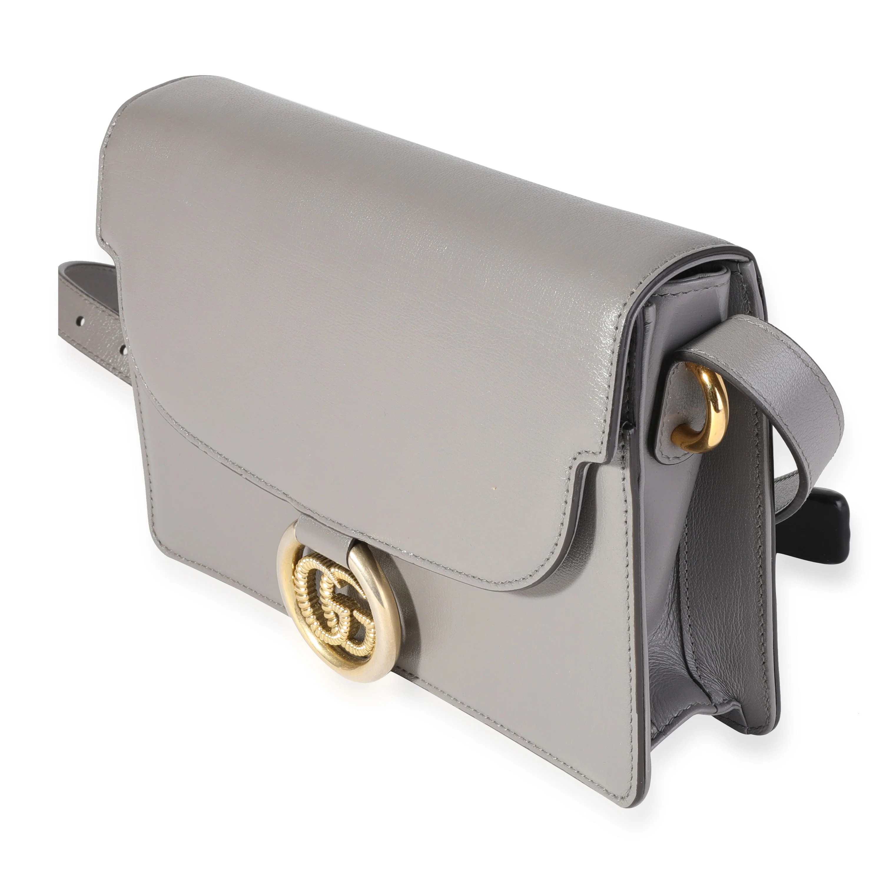 Gucci Gray Leather GG Ring Shoulder Bag - Image 2