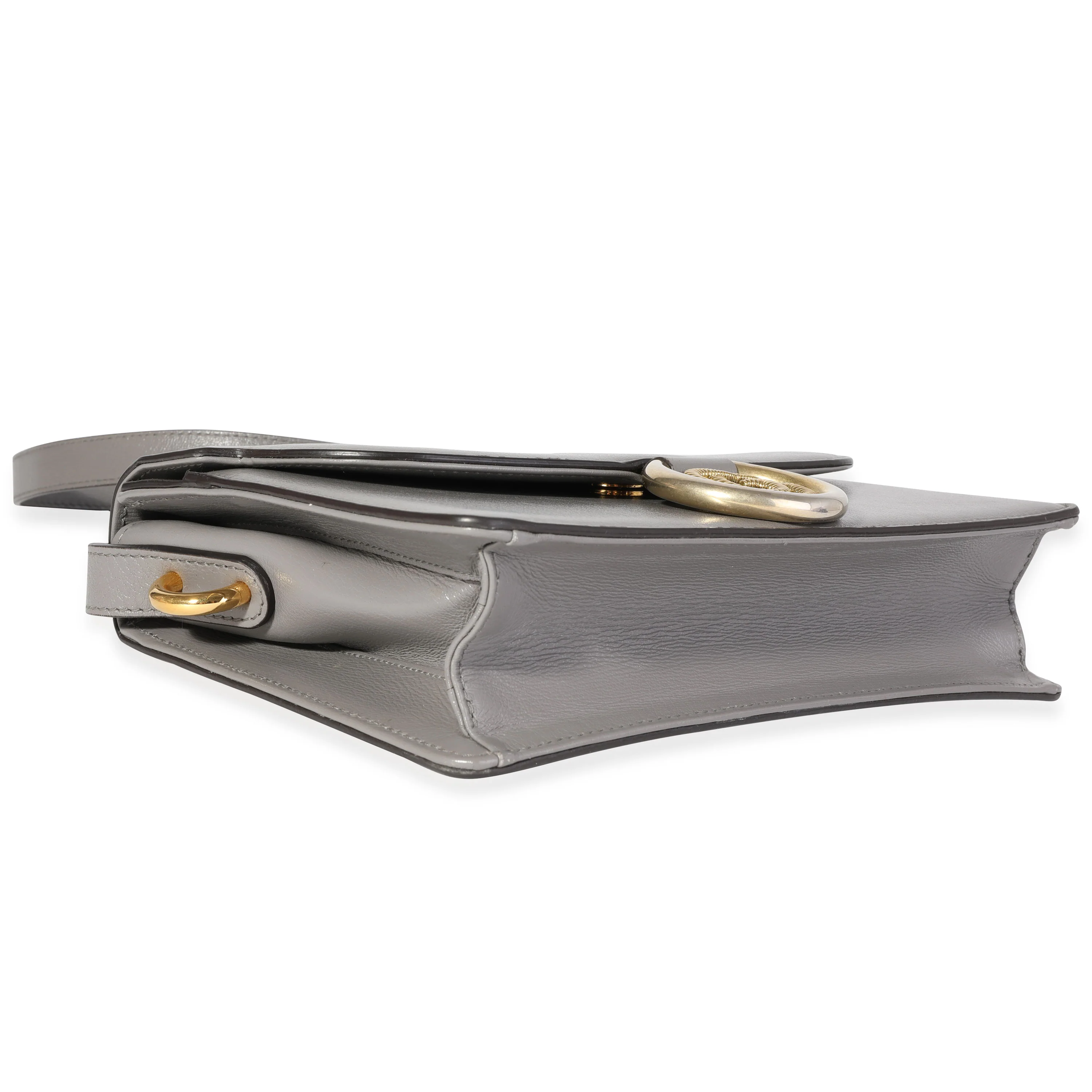 Gucci Gray Leather GG Ring Shoulder Bag - Image 6