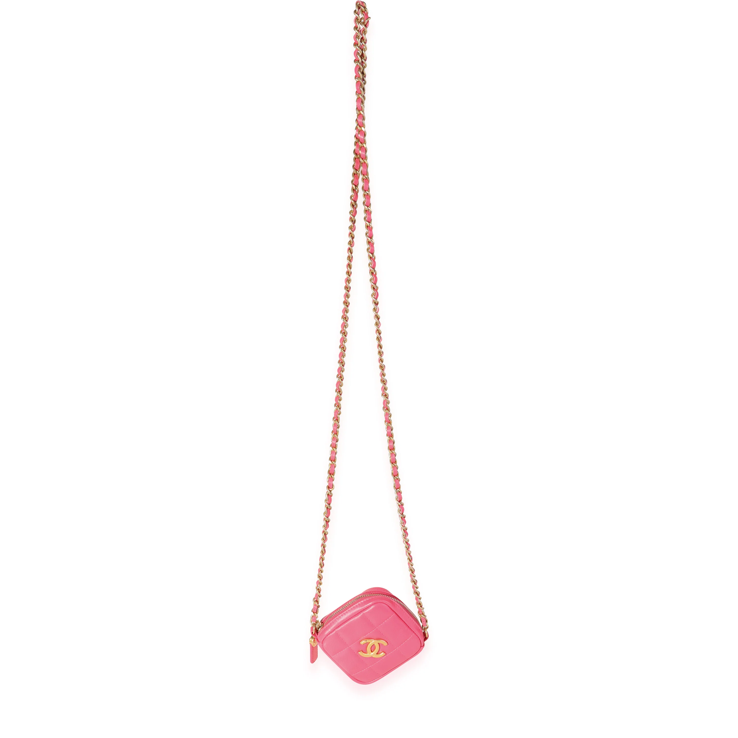 Chanel Hot Pink Quilted Lambskin Diamond Crossbody Bag - Image 4
