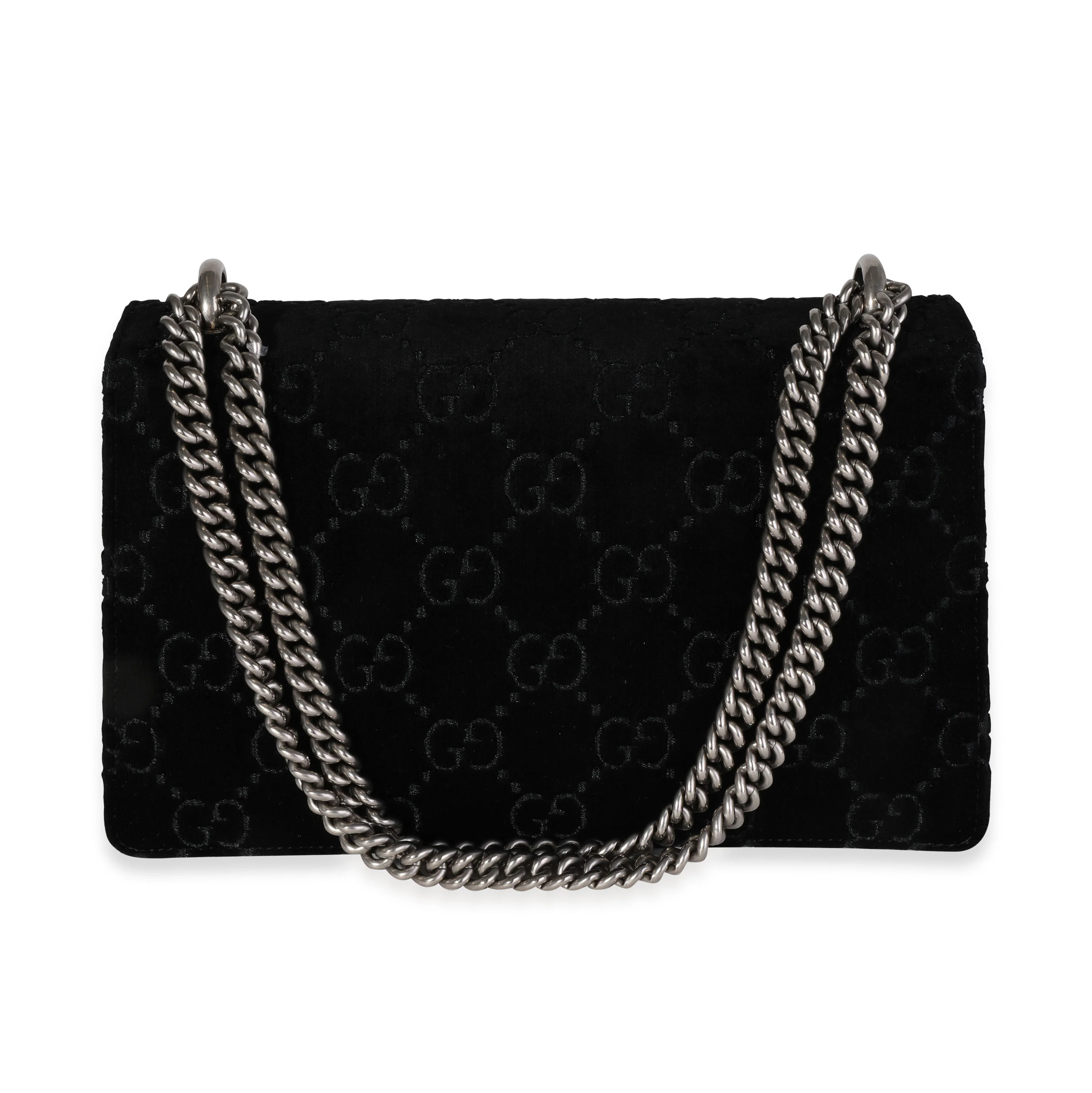 Gucci Black GG Velvet & Patent Leather Small Dionysus Bag - Image 3