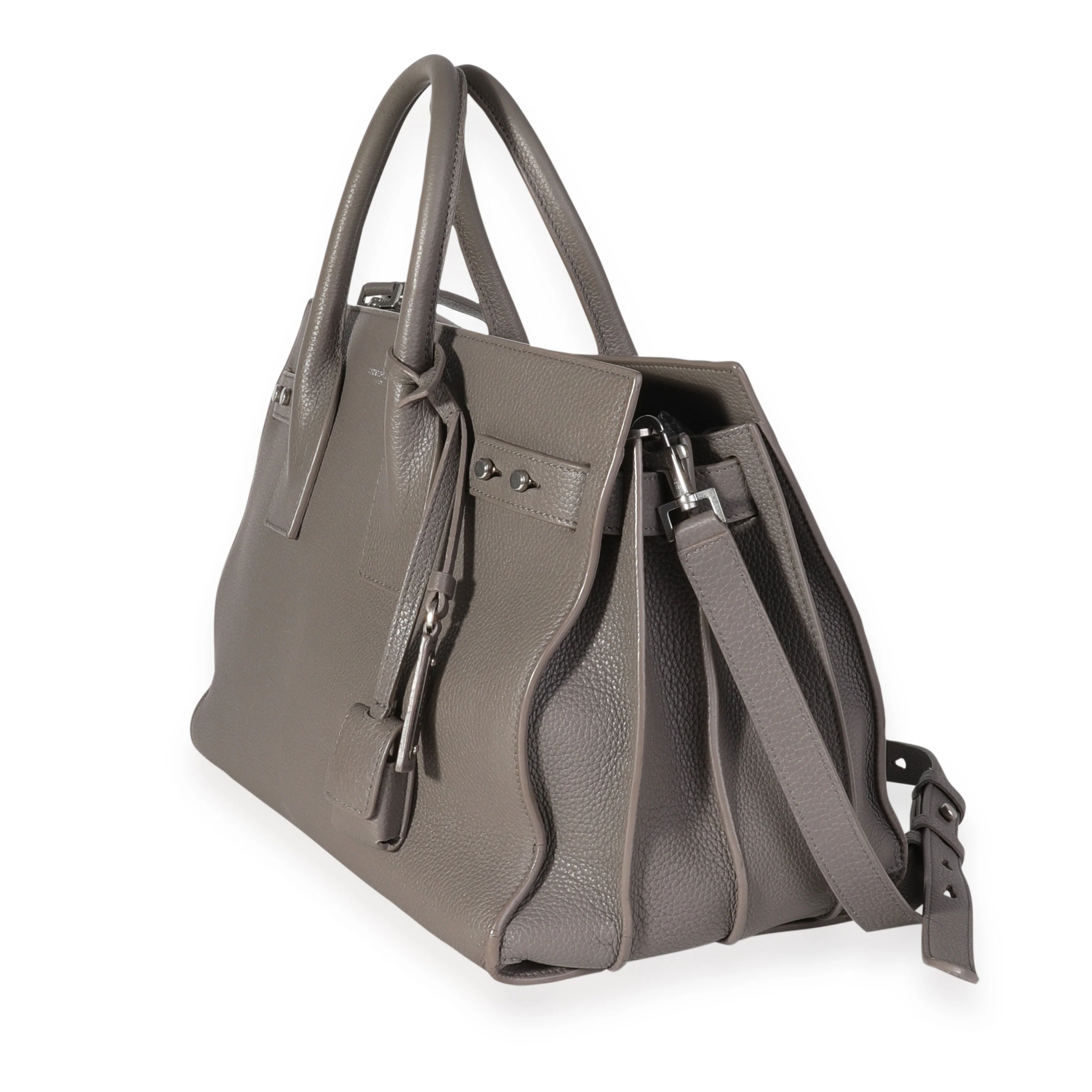 Gray Grained Calfskin Souple Sac De Jour - Image 2