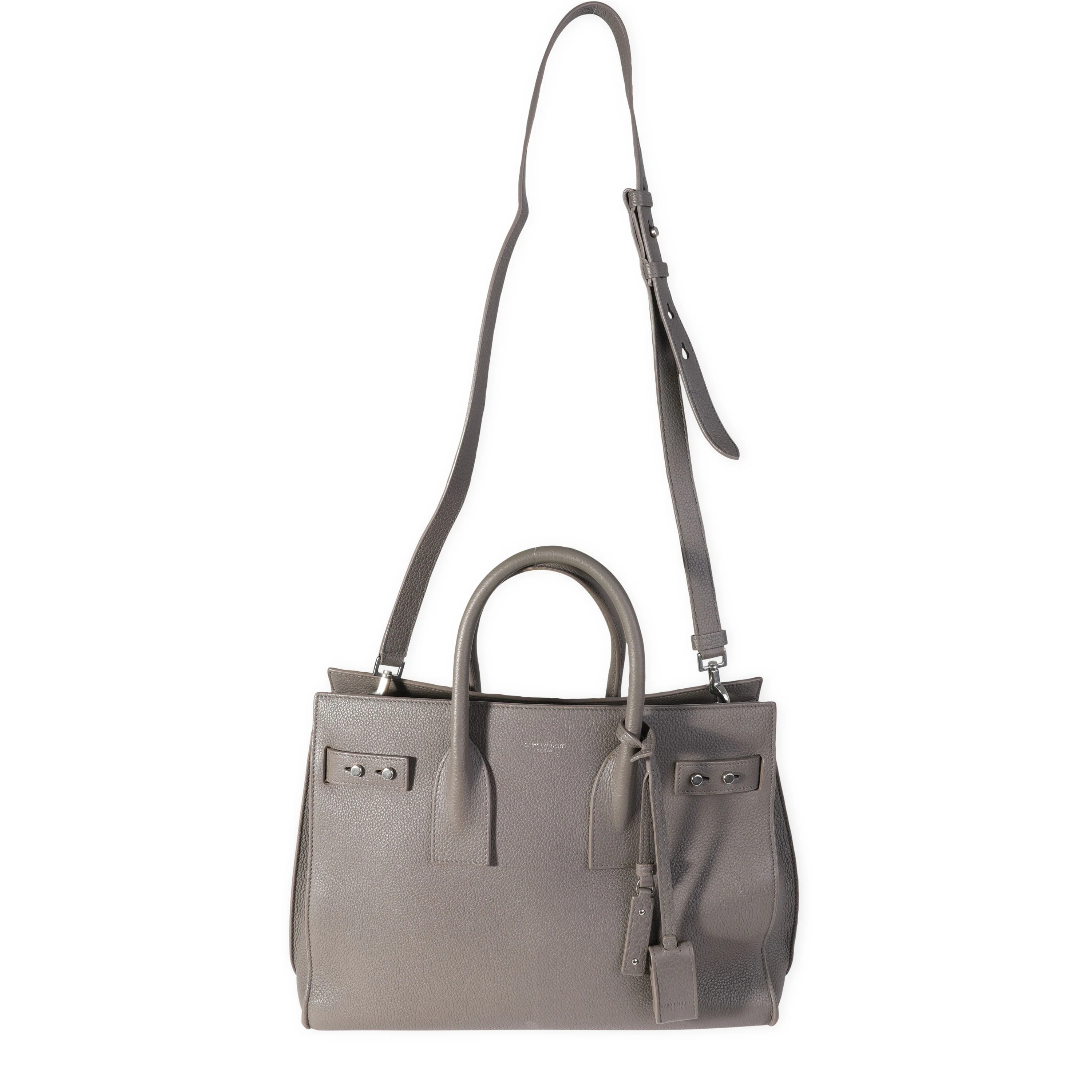 Gray Grained Calfskin Souple Sac De Jour - Image 4