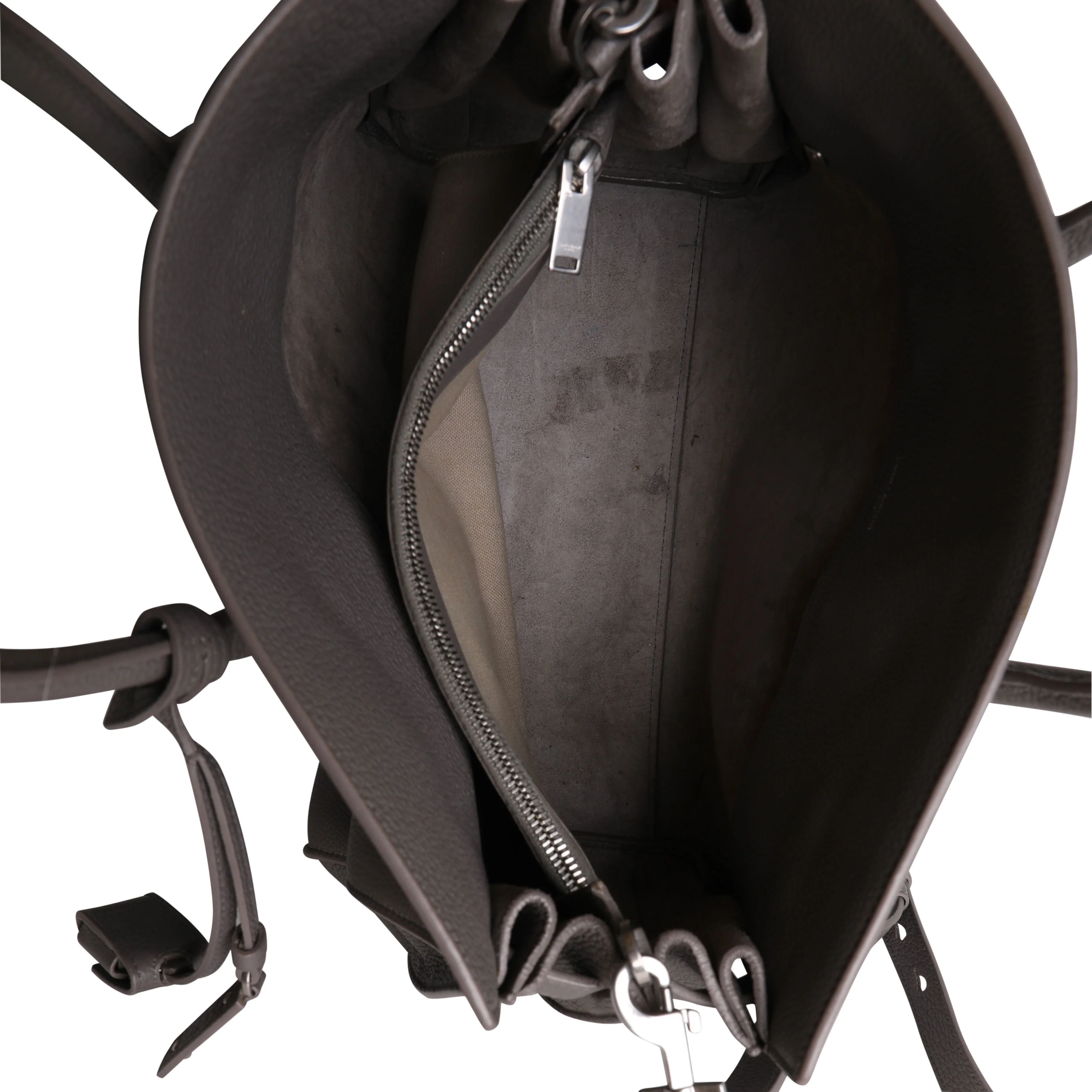 Gray Grained Calfskin Souple Sac De Jour - Image 8
