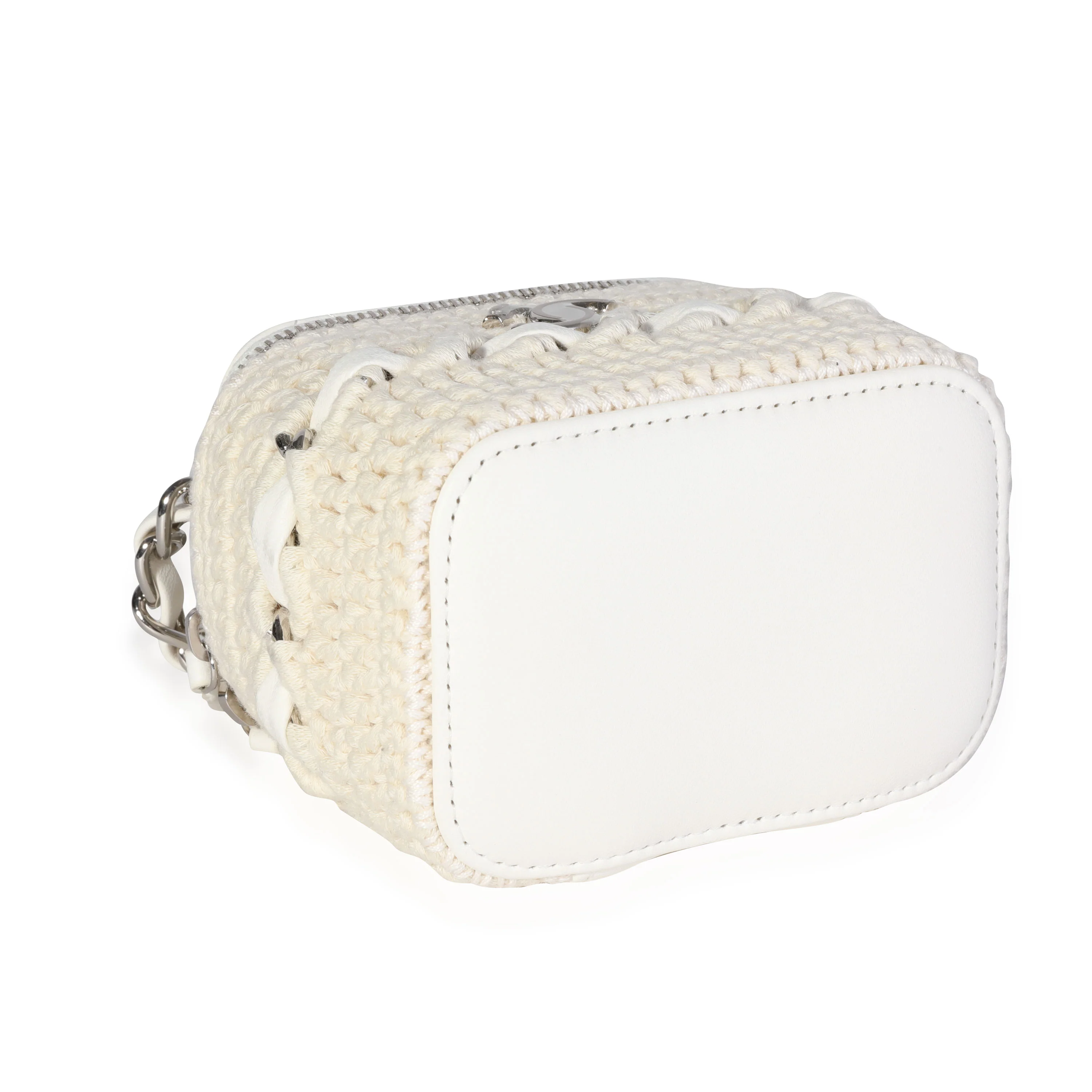 Chanel White Lambskin Quilted & Natural Crochet Mini Vanity Bag - Image 7