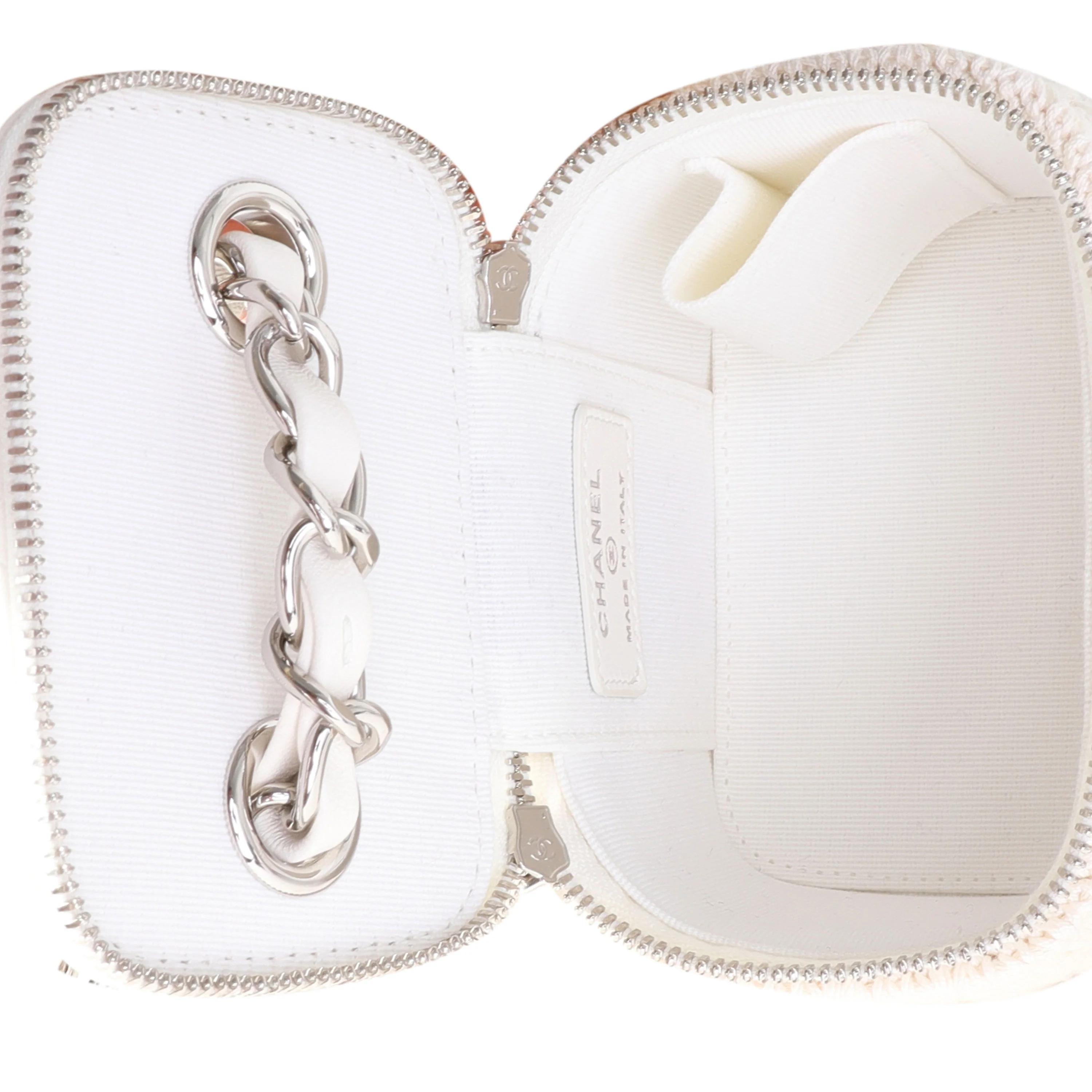 Chanel White Lambskin Quilted & Natural Crochet Mini Vanity Bag - Image 8