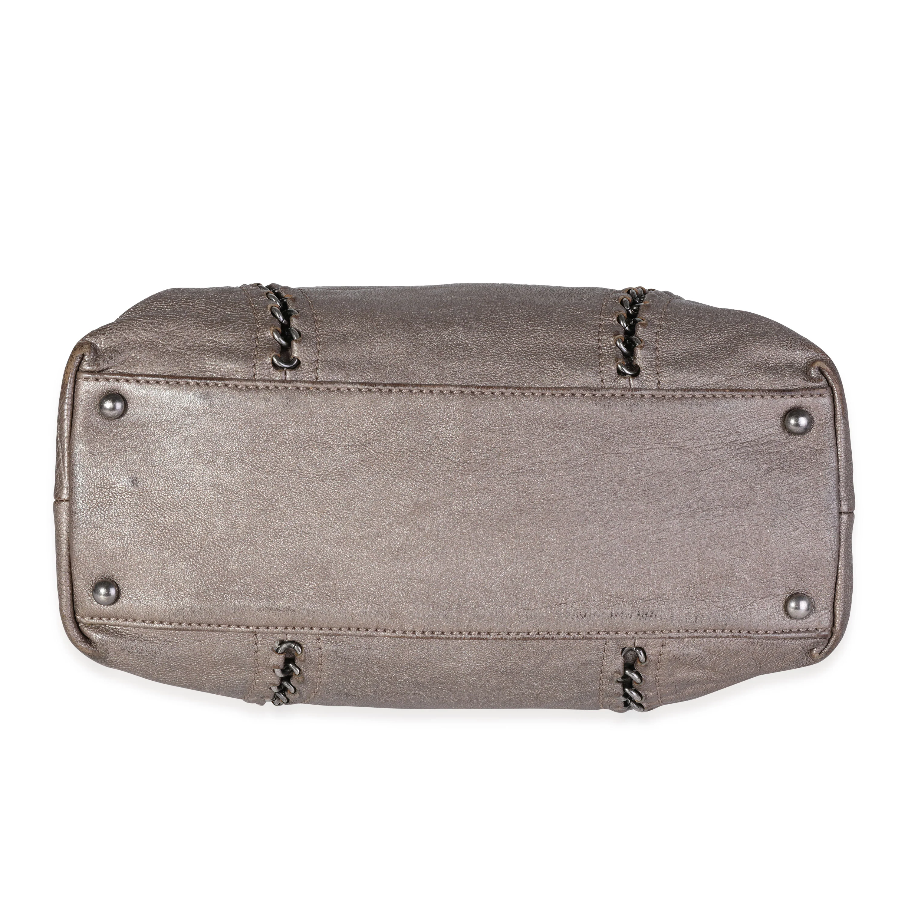 Chanel Metallic Bronze Leather Luxe Ligne Chain Tote - Image 4