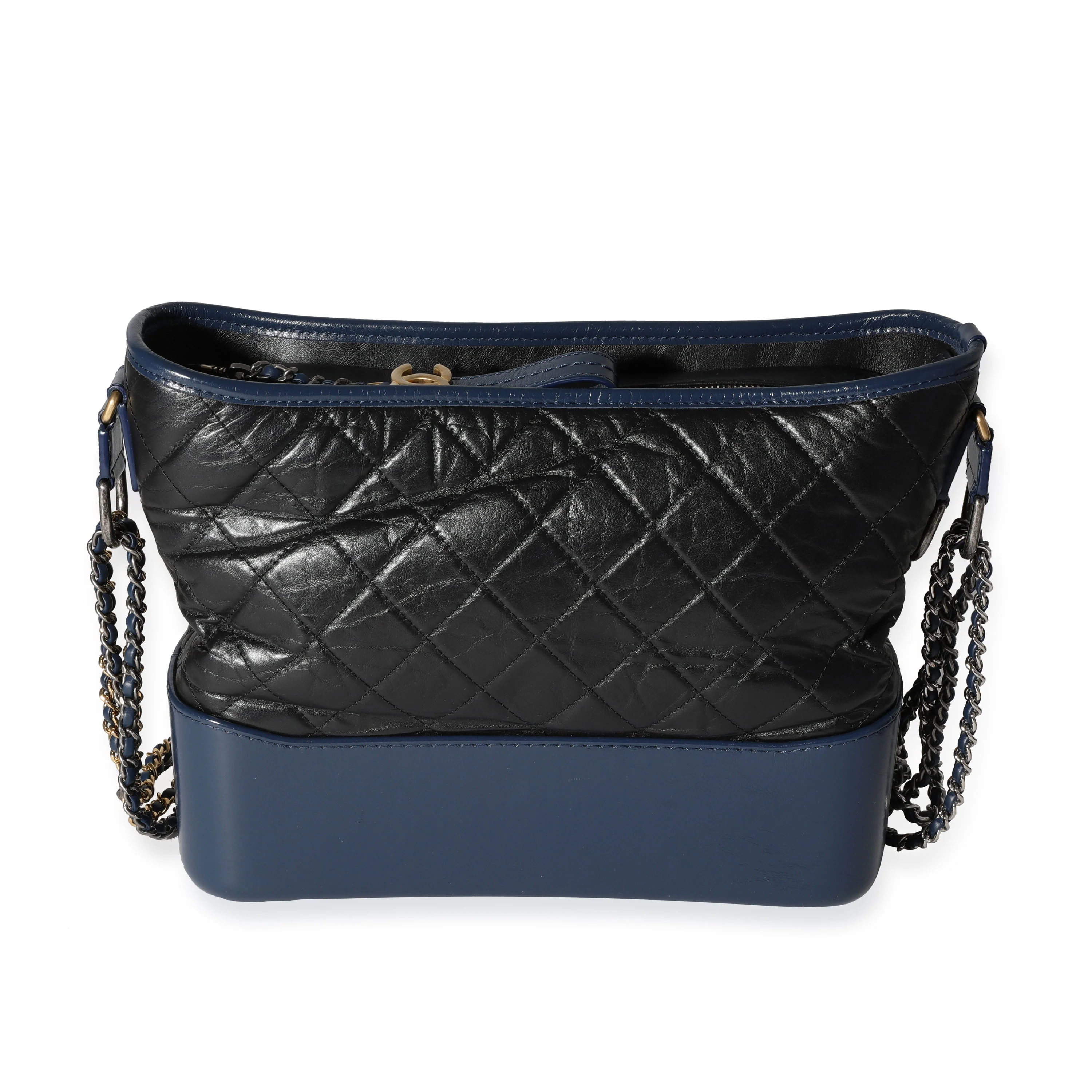 Black & Blue Quilted Aged Calfskin Large Gabrielle Hobo - Image 3