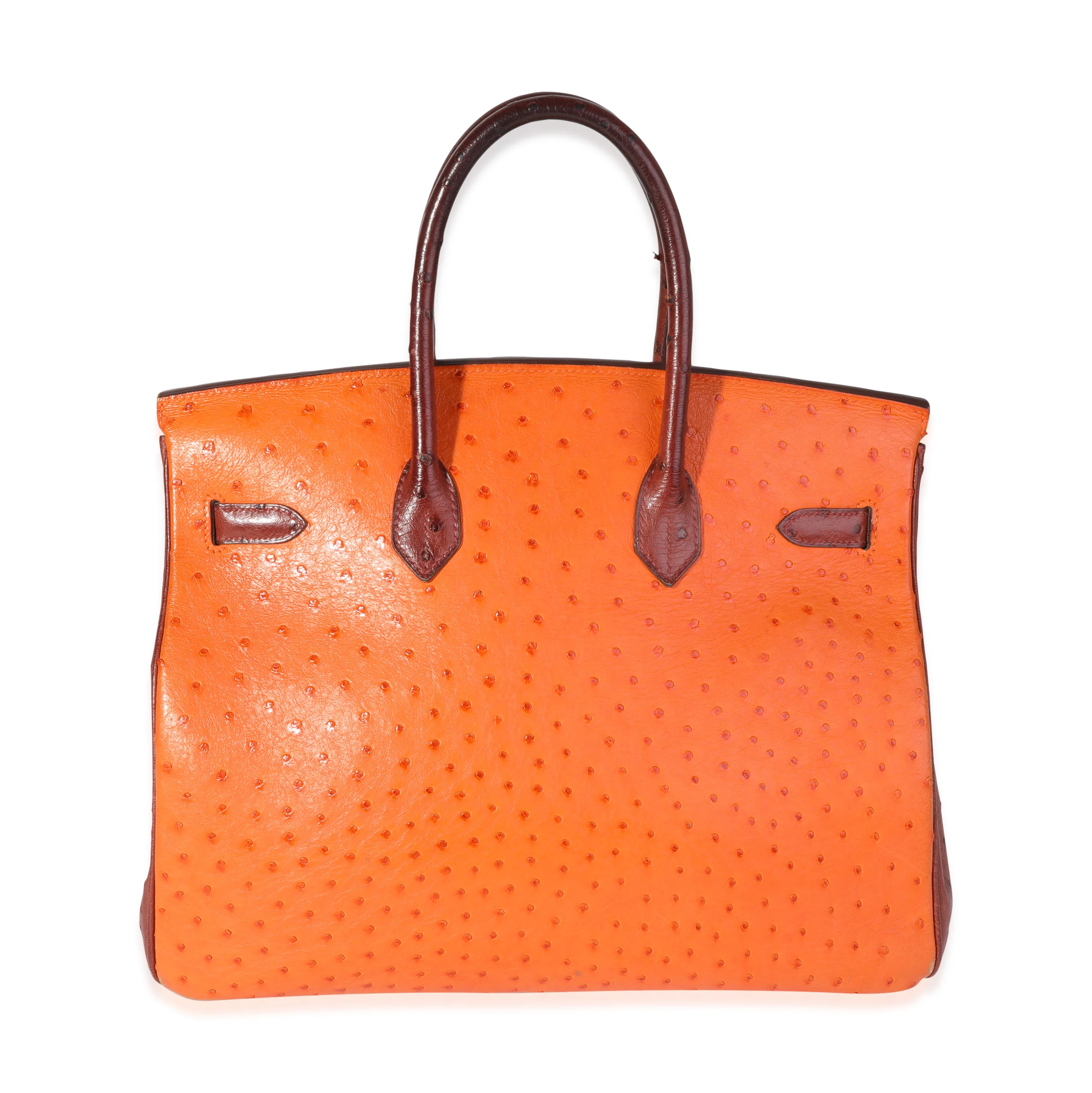 Rouge Vif Tangerine Rouge H Ostrich Birkin 35 PHW - Image 3
