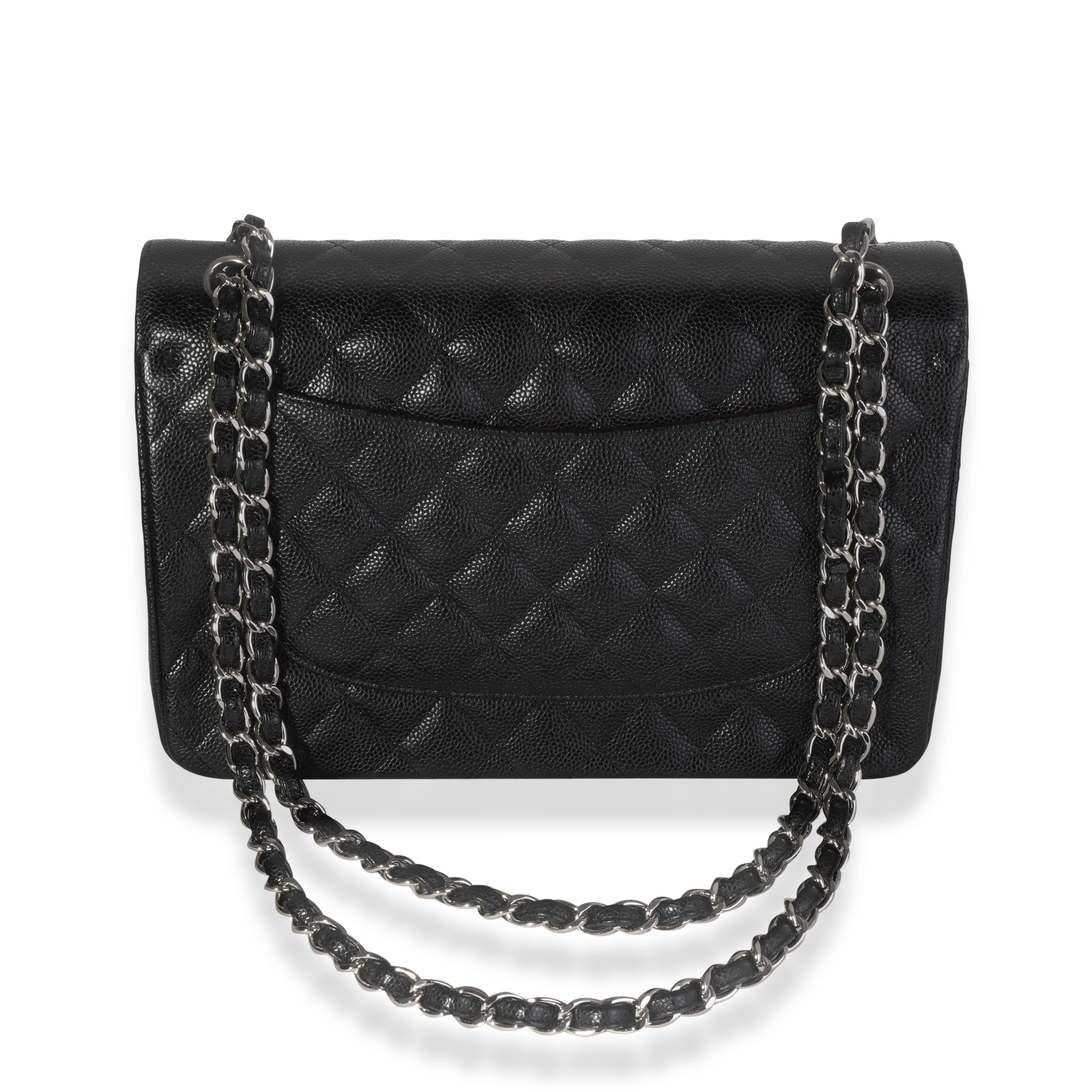 Chanel Black Quilted Caviar Jumbo Classic Double Flap Bag - Image 3