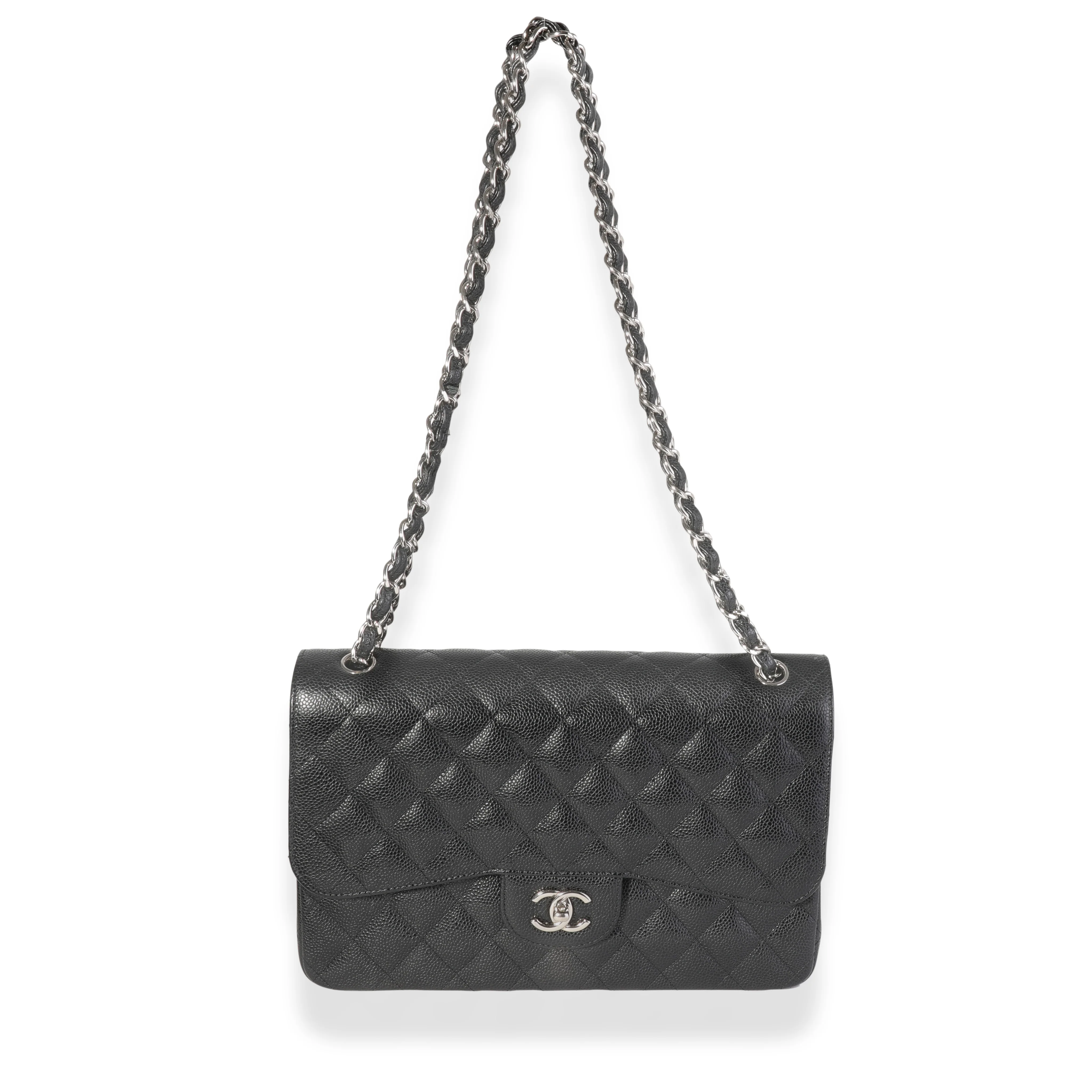 Chanel Black Quilted Caviar Jumbo Classic Double Flap Bag - Image 4
