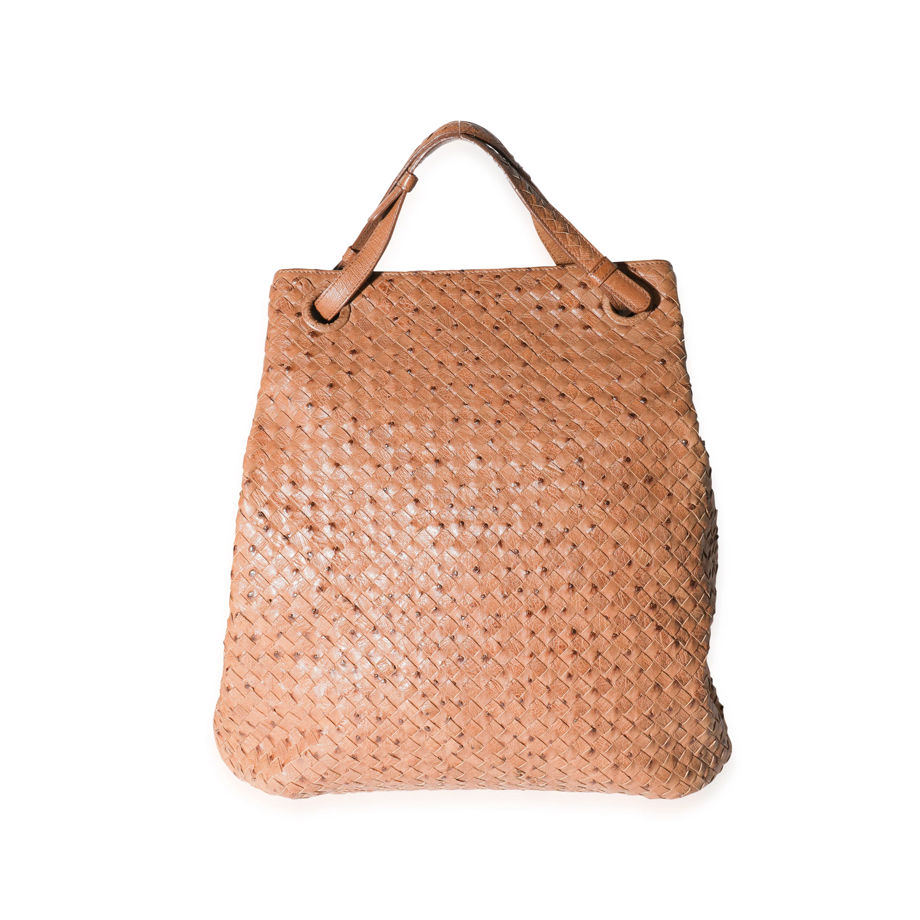 Bottega Veneta Tan Ostrich Intrecciato Leather Julie Bag - Image 3