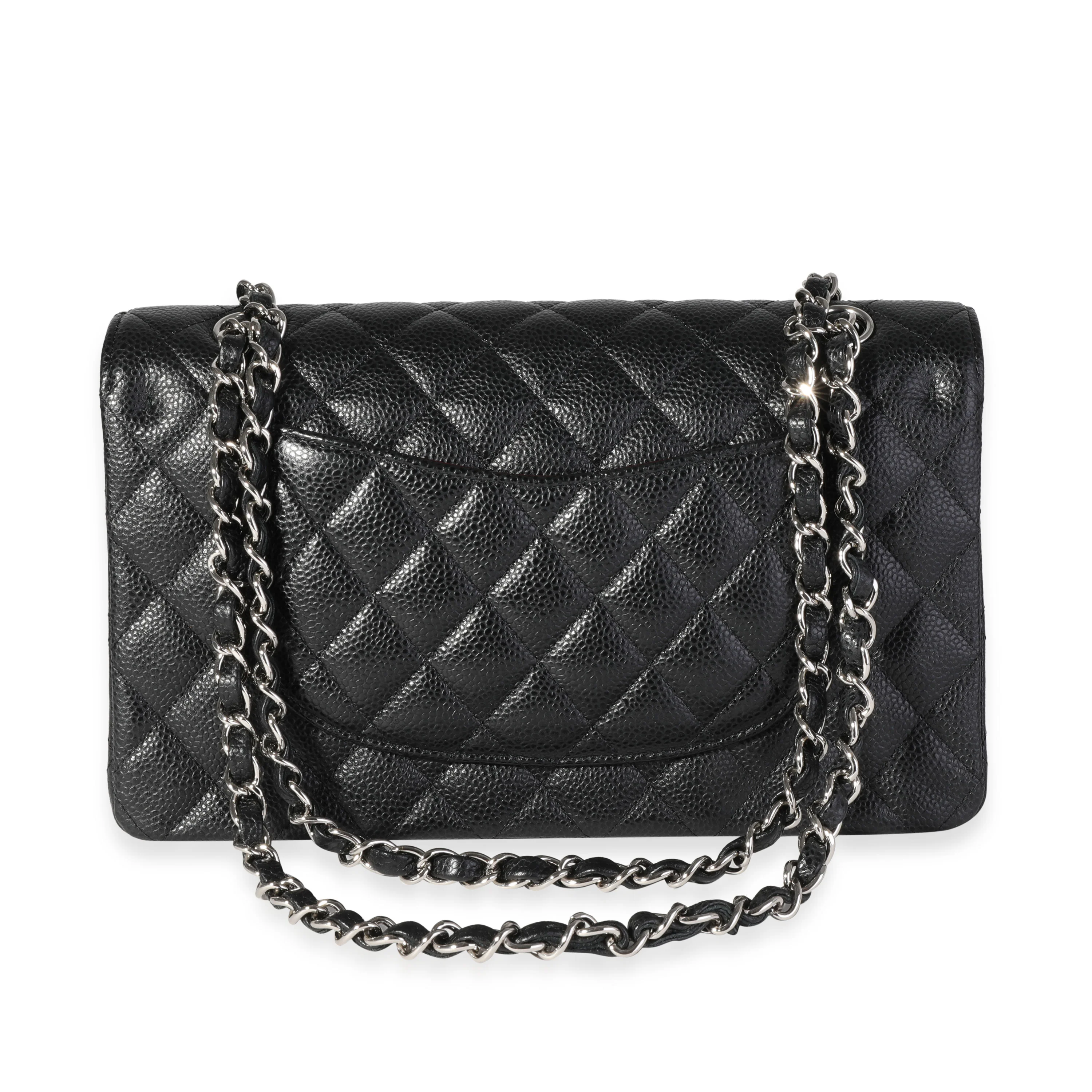 Chanel Black Quilted Caviar Medium Classic Double Flap Bag - Image 3