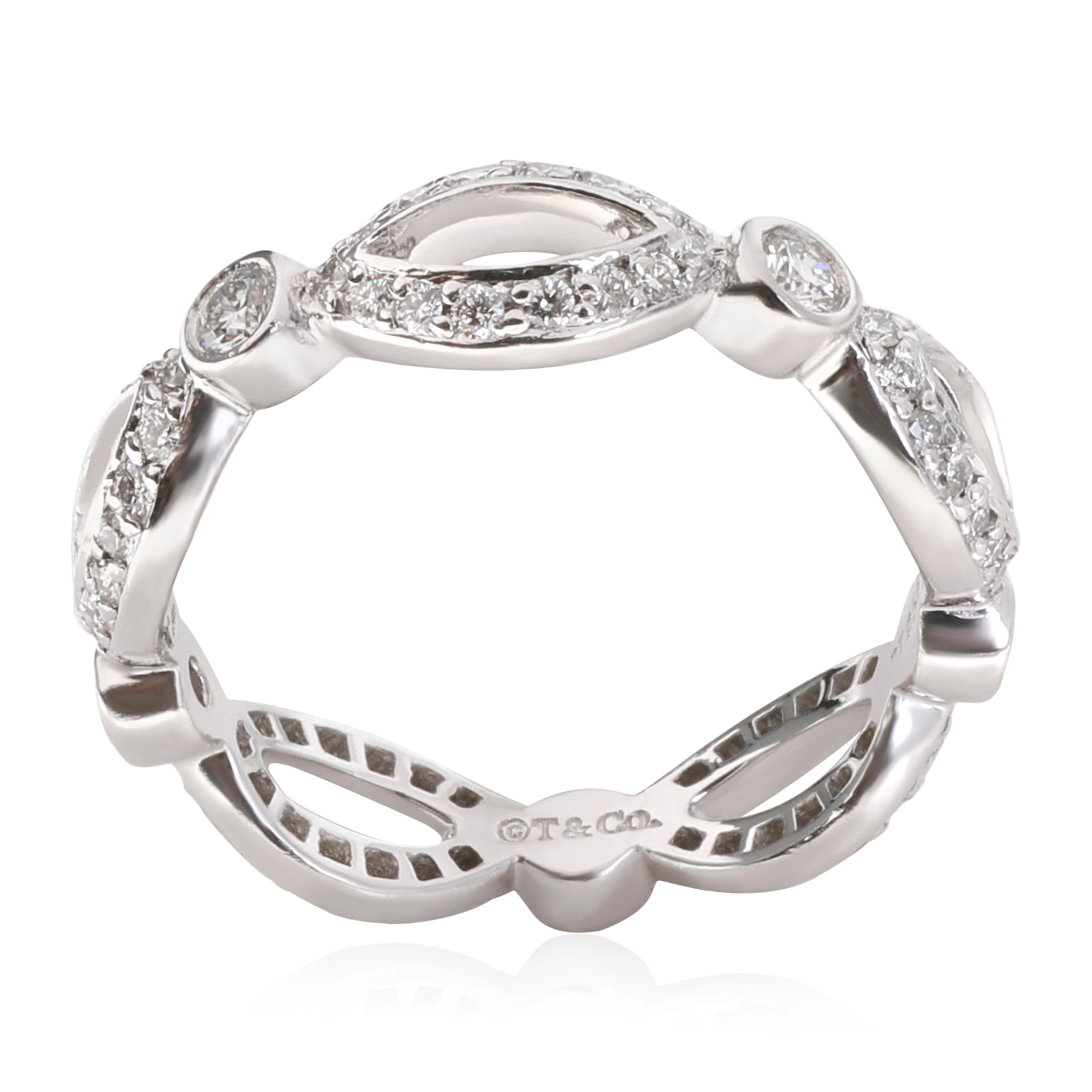 Vintage Looped Ribbon Diamond Band in Platinum 5/8 Ctw - Image 3