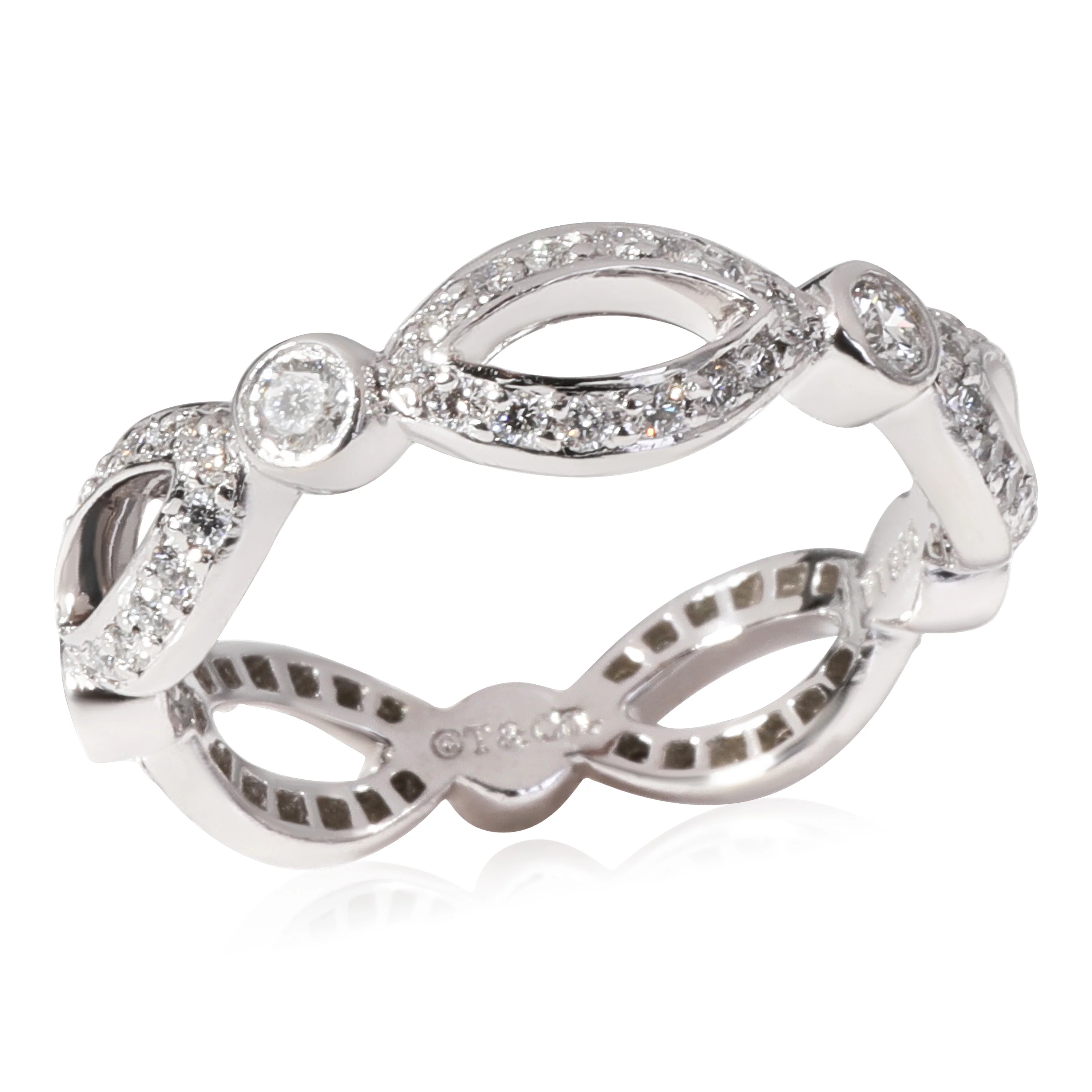 Vintage Looped Ribbon Diamond Band in Platinum 5/8 Ctw - Image 4