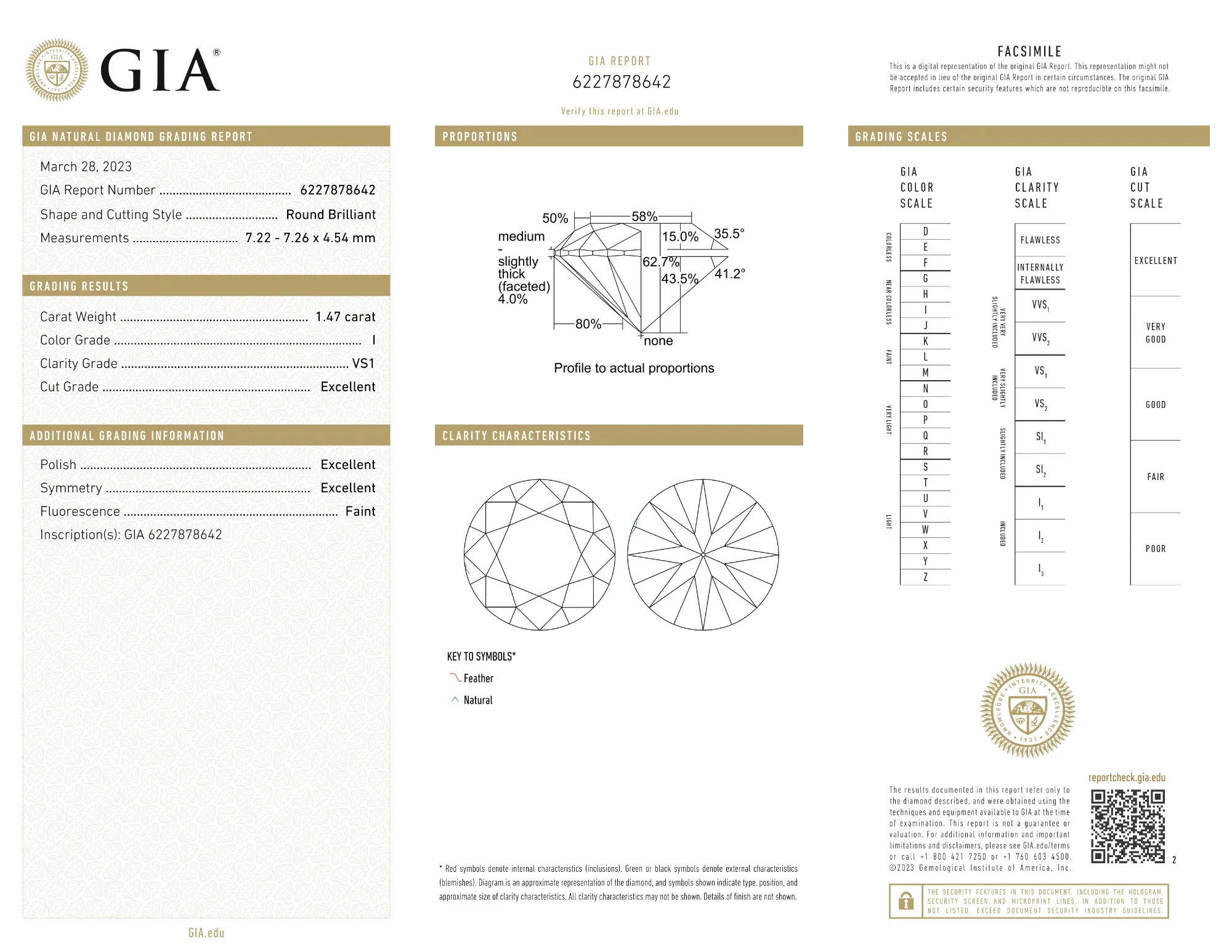 GIA Certified 1.47 Ct Round cut I VS1 Loose Diamond - Image 2