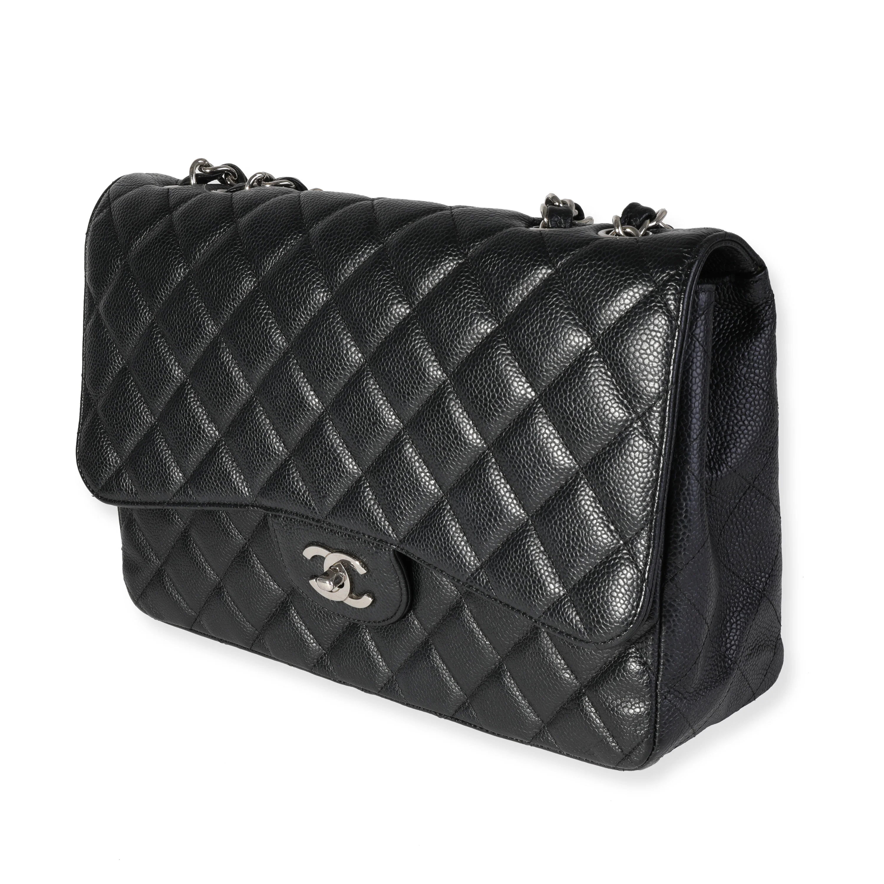 Black Quilted Caviar Jumbo Classic Single Flap Handbag - Image 2