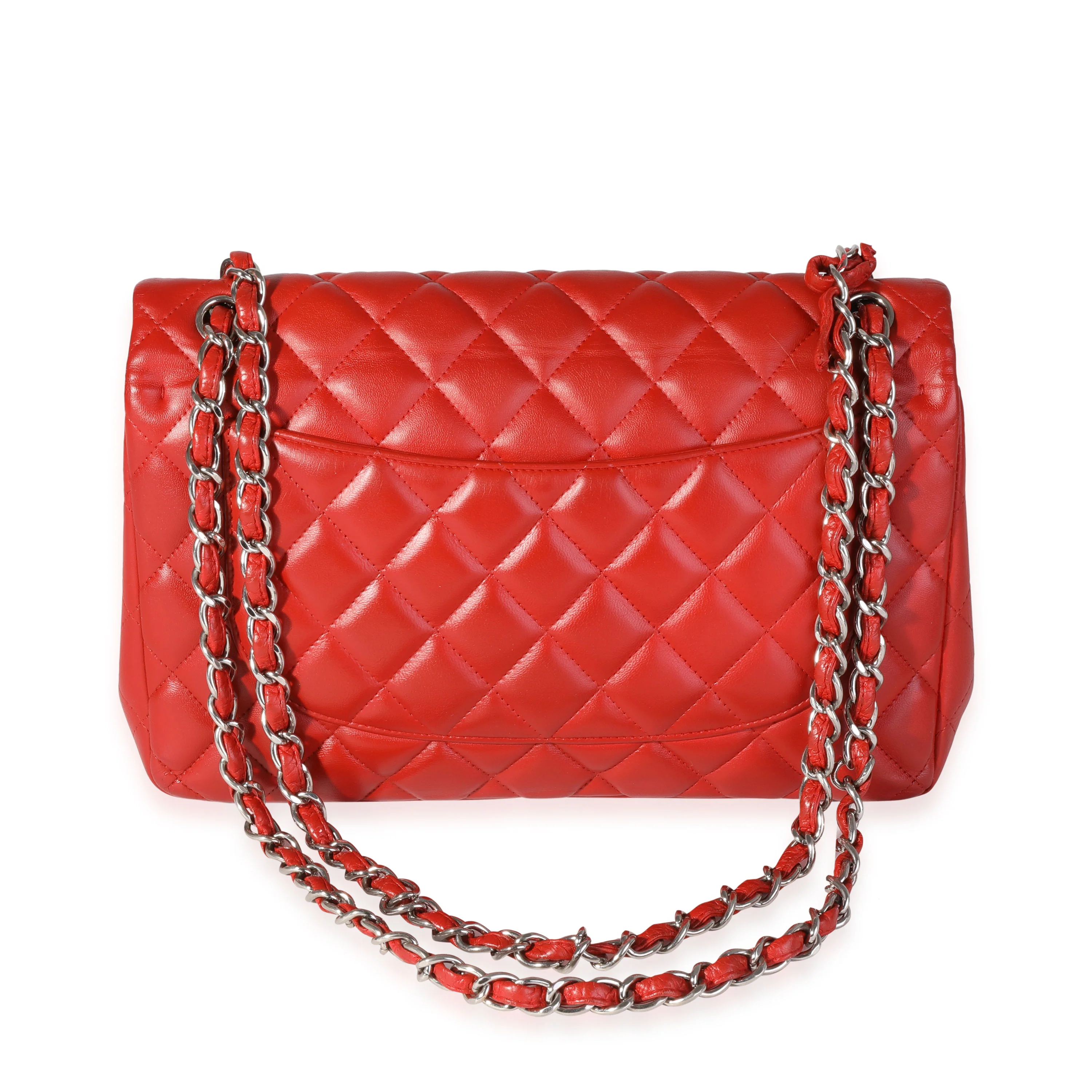 Red Quilted Lambskin Classic Jumbo Double Flap Bag - Image 3