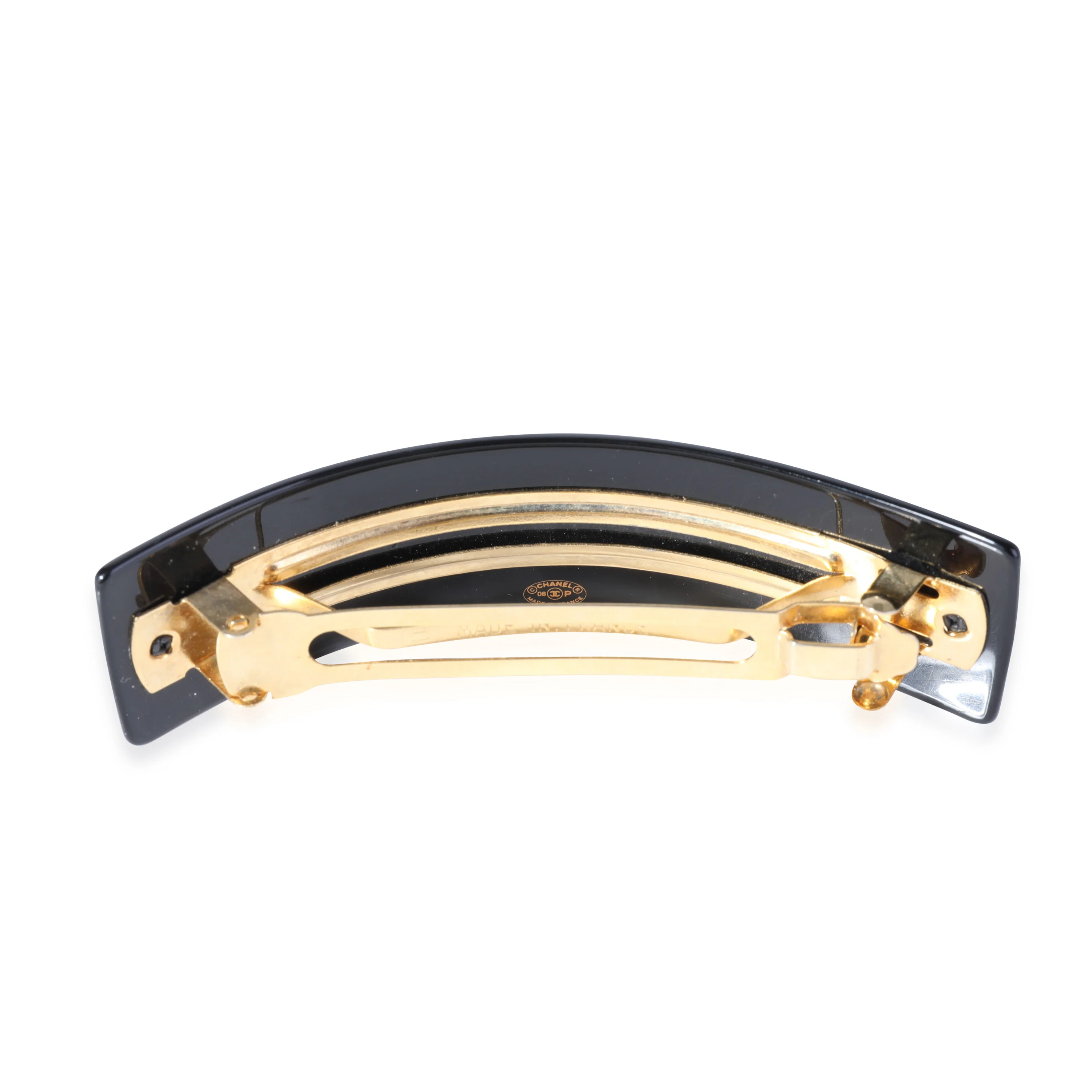 Chanel Gold Tone CC Barrette with Strass - Image 4