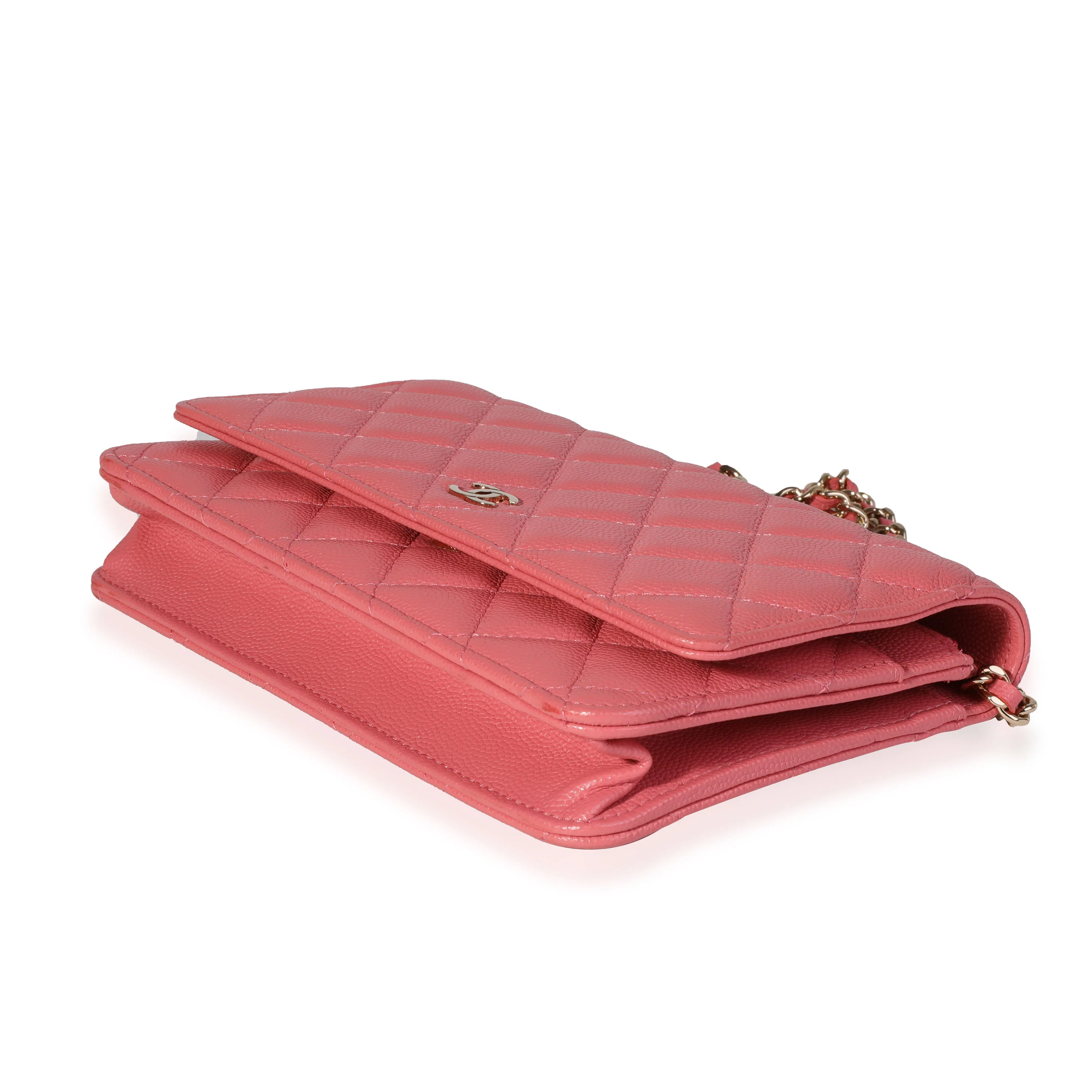 Chanel Pink Quilted Caviar Wallet on Chain - Image 6