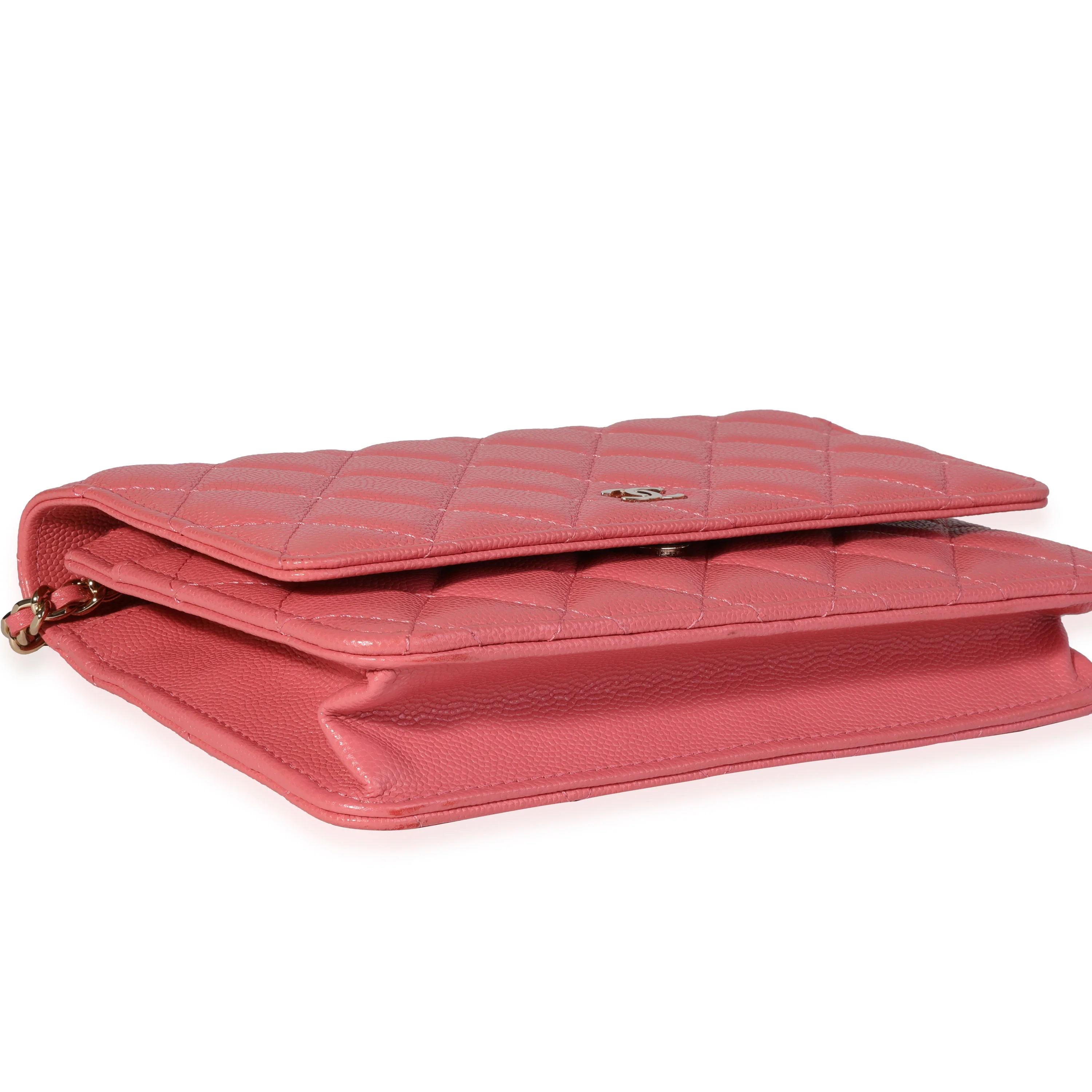 Chanel Pink Quilted Caviar Wallet on Chain - Image 7