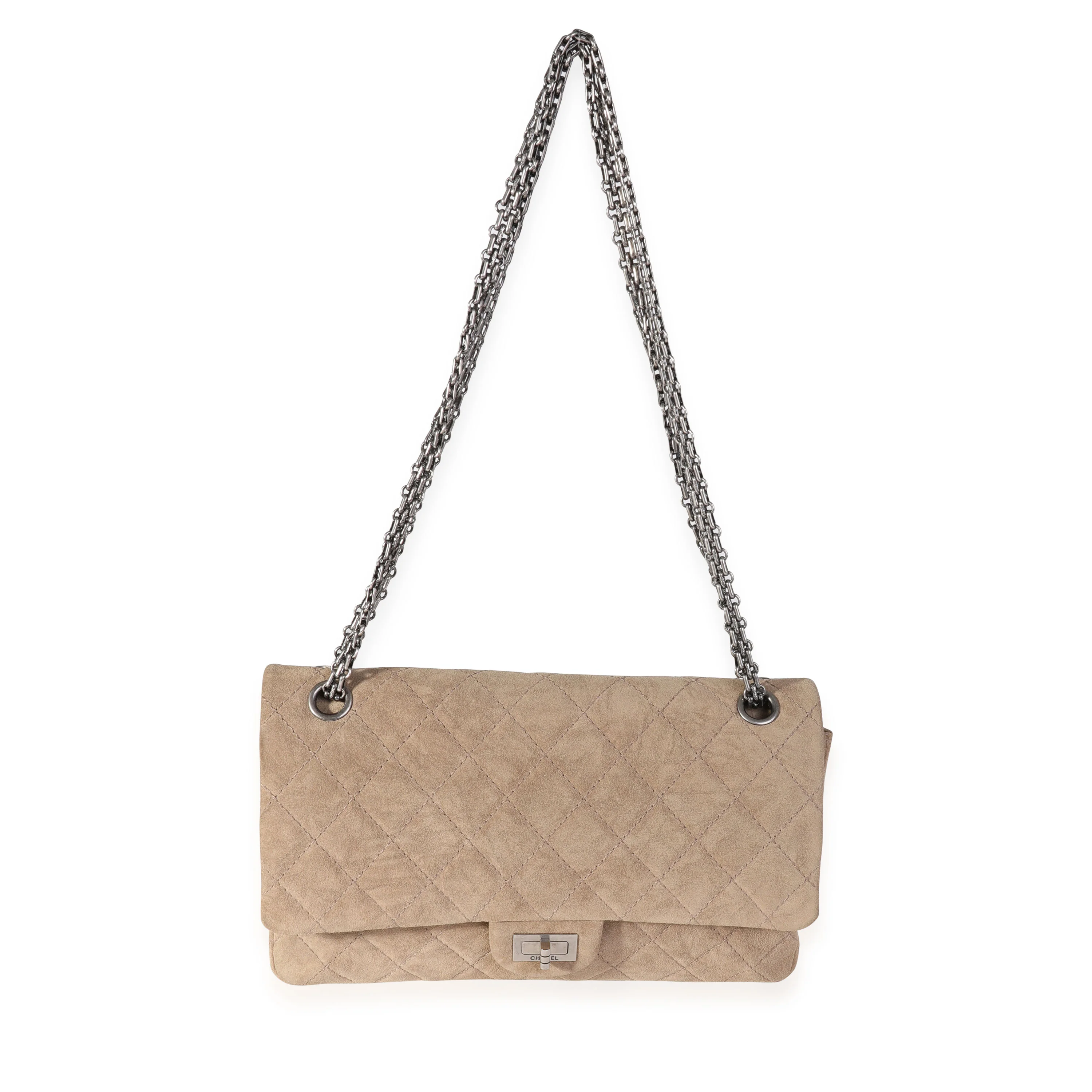 Chanel Beige Suede Calfskin 2.55 Reissue 226 Double Flap Bag - Image 4