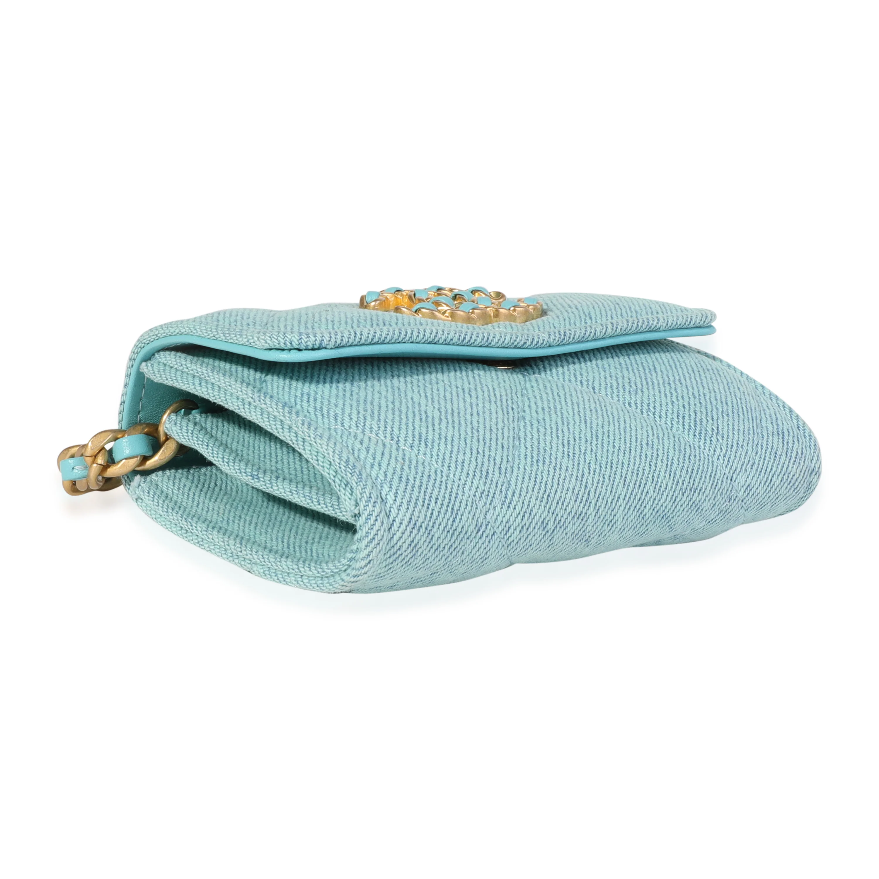 Chanel Blue Denim Chanel 19 Coin Pouch On Chain - Image 4