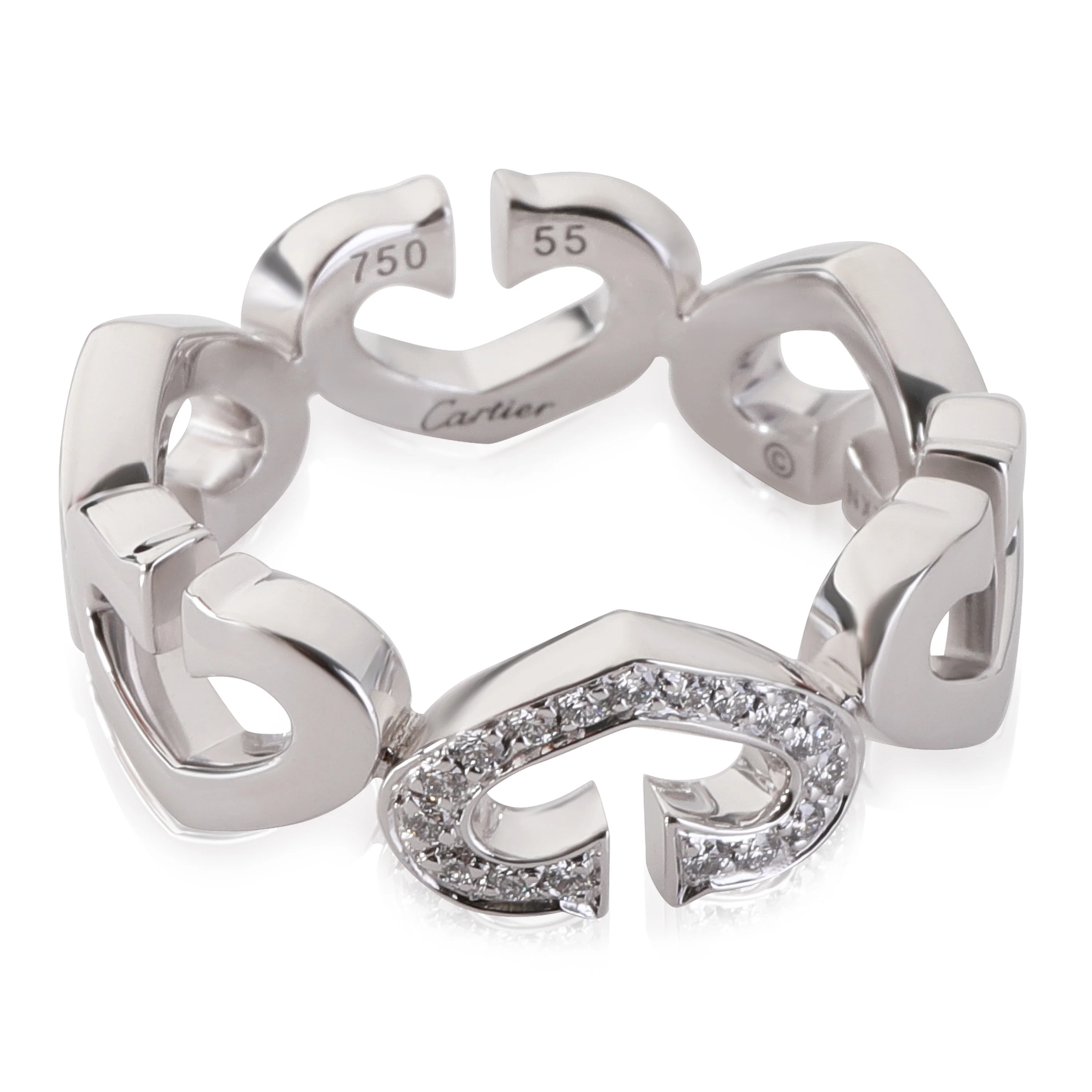 Cartier C Heart De Cartier Diamond Ring in 18k White Gold 0.13 CTW