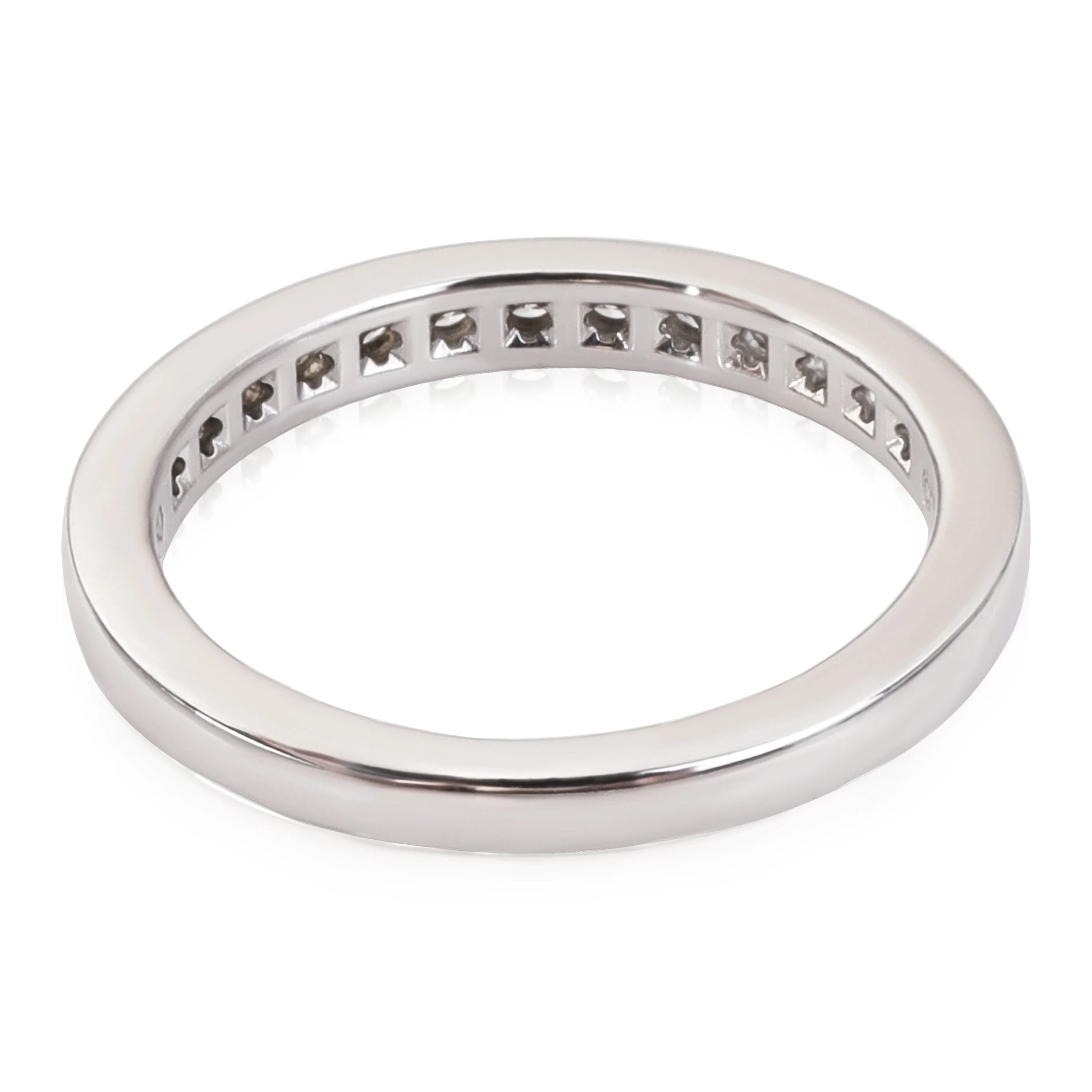Channel Set Half Circle Diamond Wedding Band, Platinum, 0.24 Ctw - Image 3