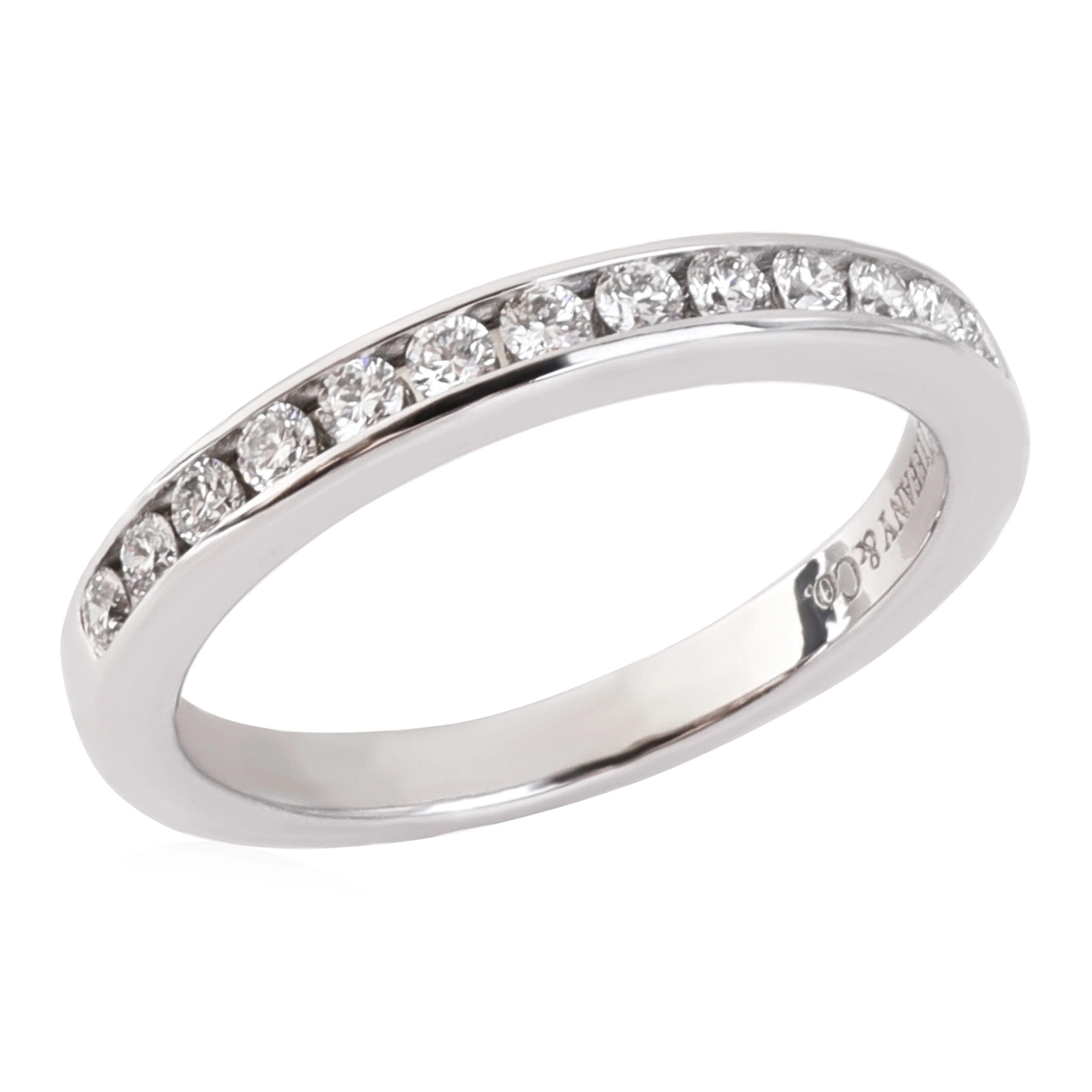 Channel Set Half Circle Diamond Wedding Band, Platinum, 0.24 Ctw - Image 4