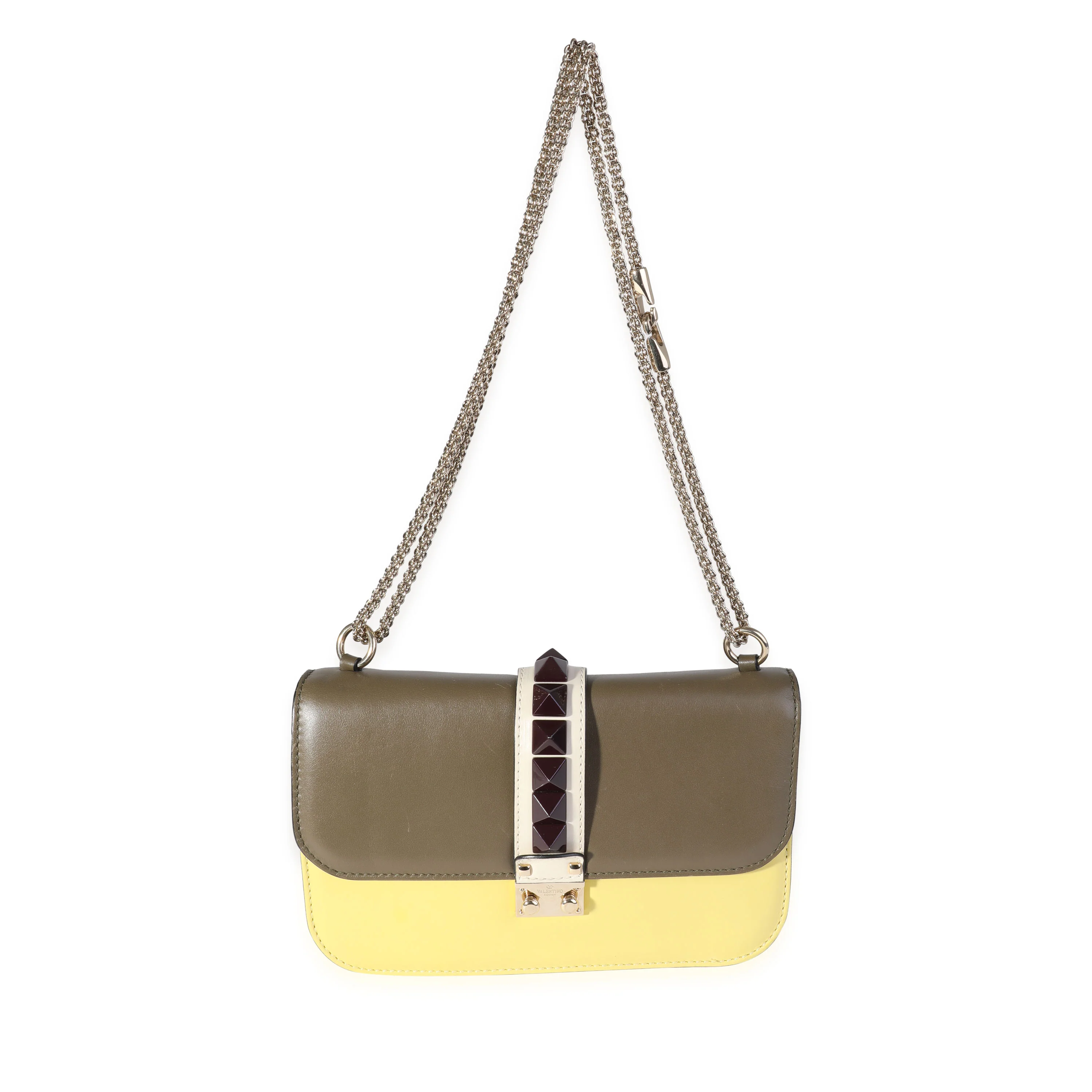 Valentino Leather Rockstud Glam Lock Medium Flap Bag - Image 4