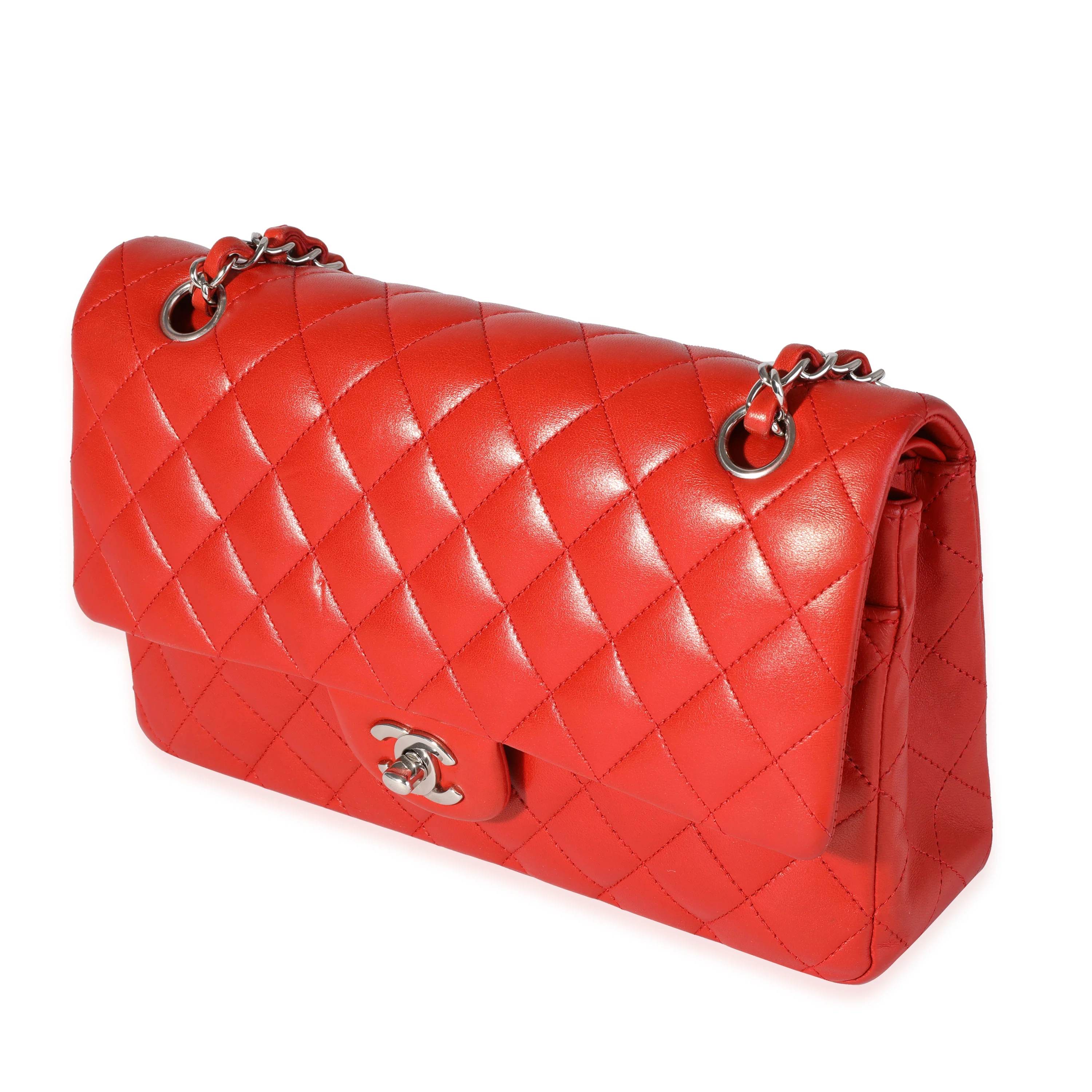 Chanel Red Quilted Lambskin Medium Classic Double Flap Bag - Image 2